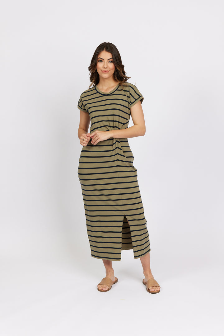 K1047 Khaki Stripe - Parker Dress - Knewe Label