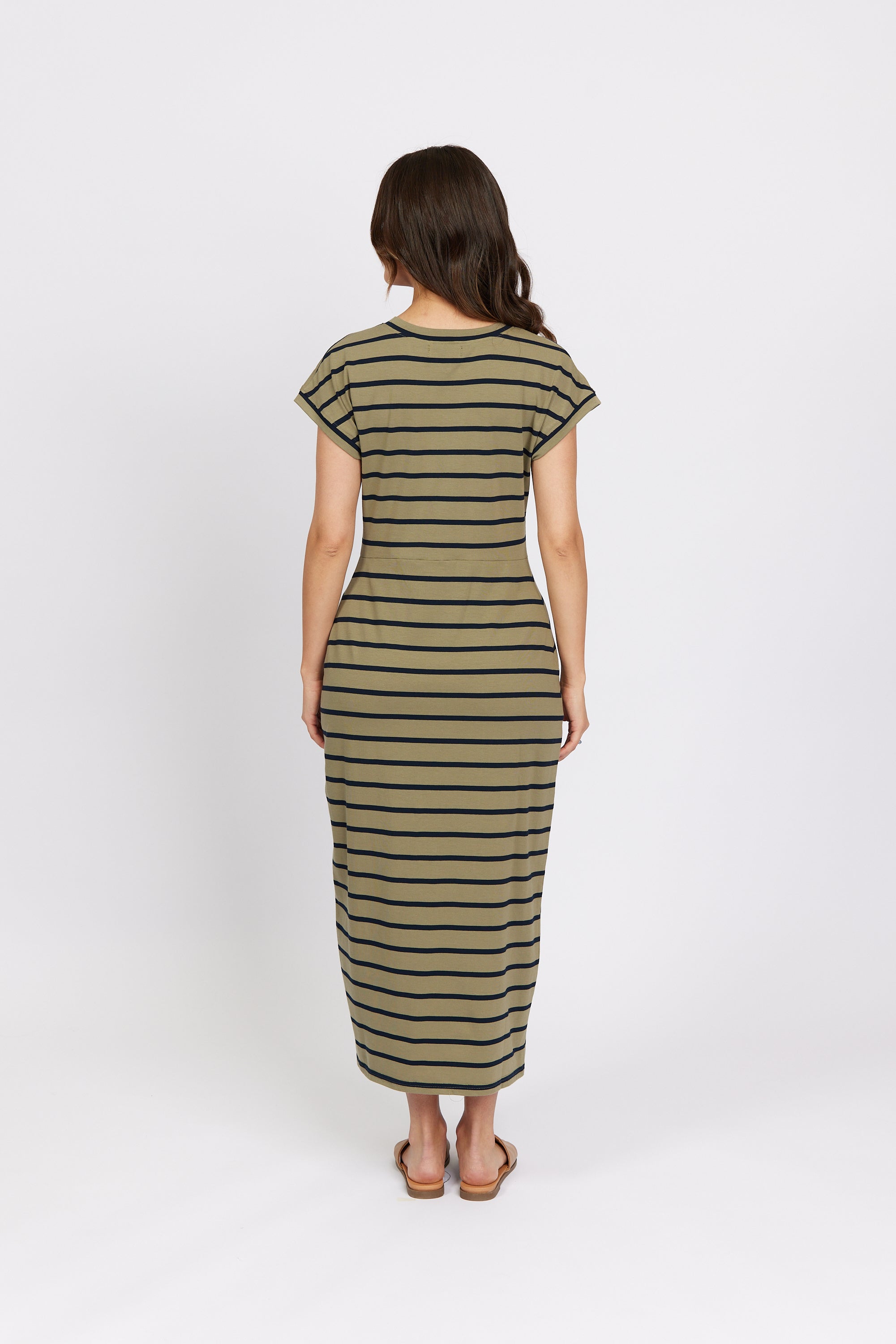 K1047 Khaki Stripe - Parker Dress - Knewe Label