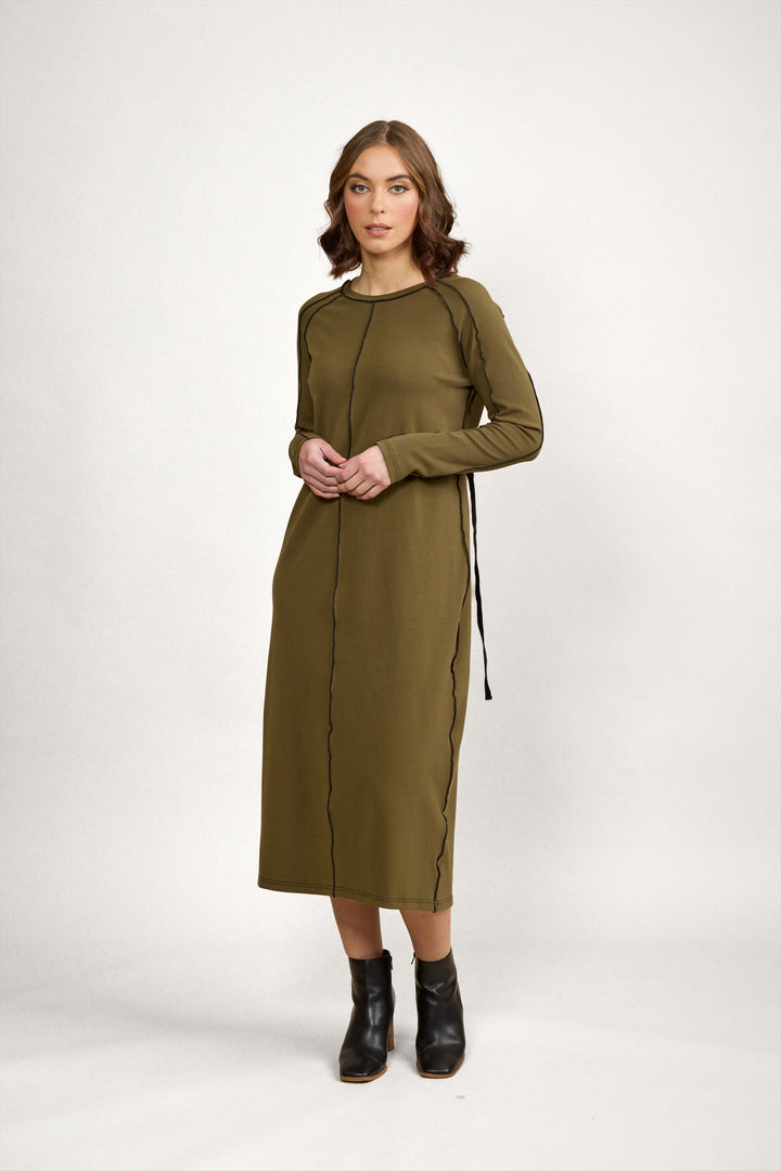 K1055 Alex Dress - Olive/Black - Knewe Label
