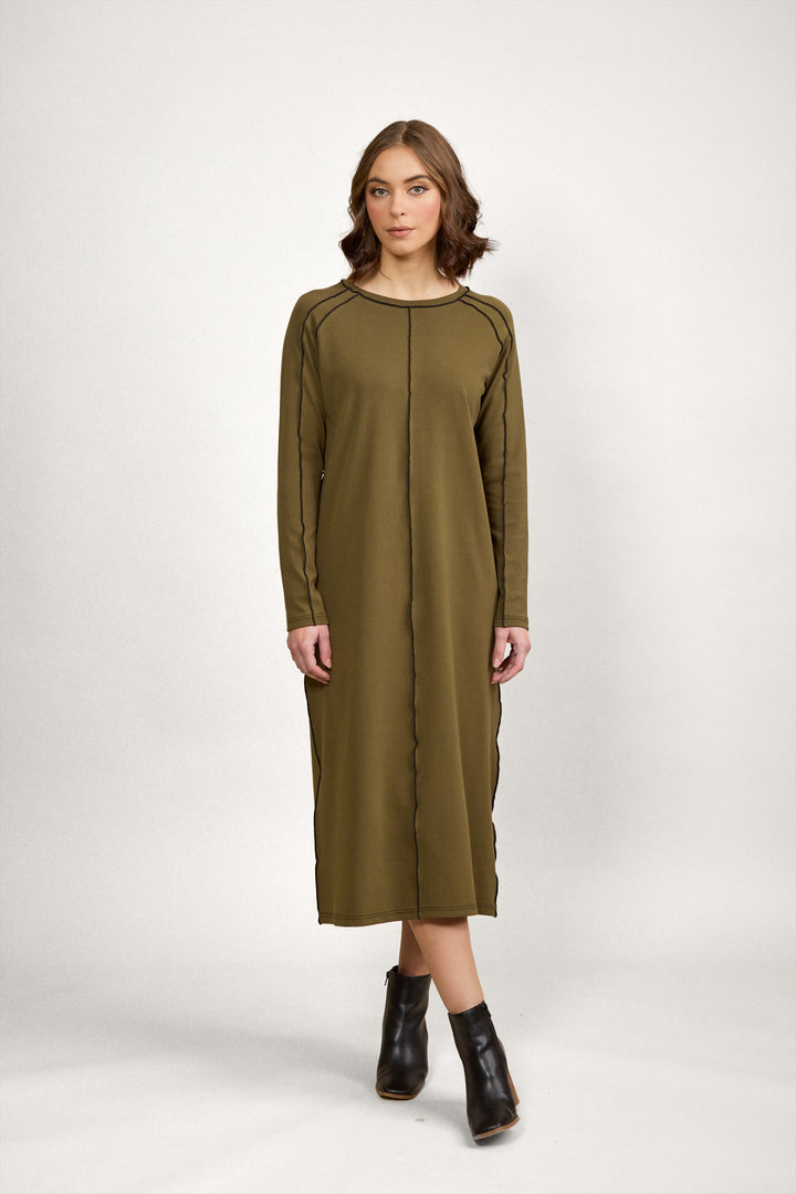 K1055 Alex Dress - Olive/Black - Knewe Label
