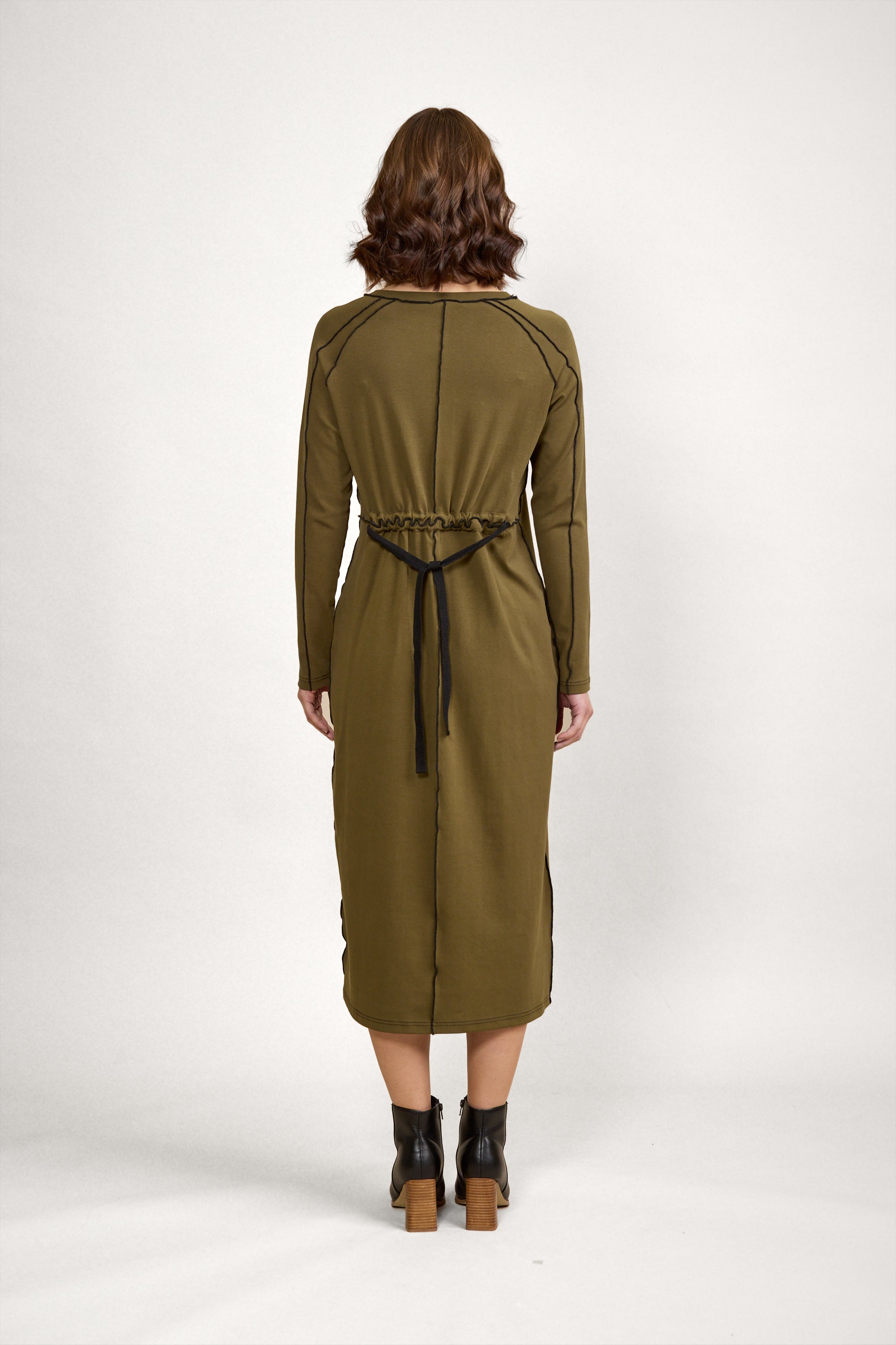 K1055 Alex Dress - Olive/Black - Knewe Label