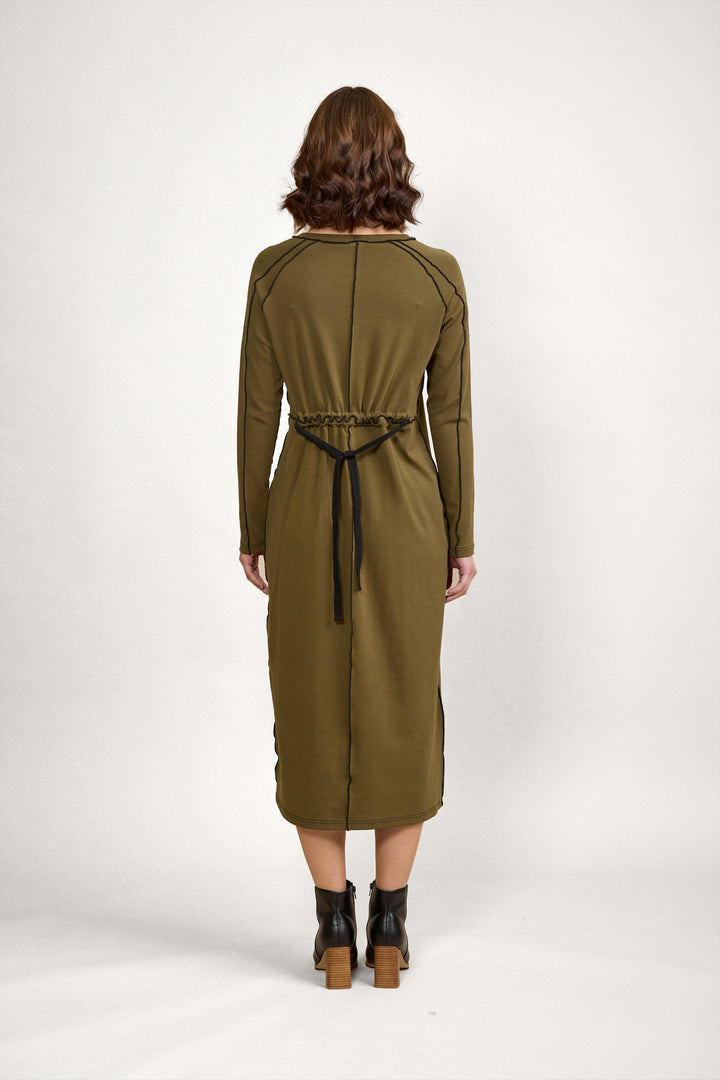K1055 Alex Dress - Olive/Black - Knewe Label