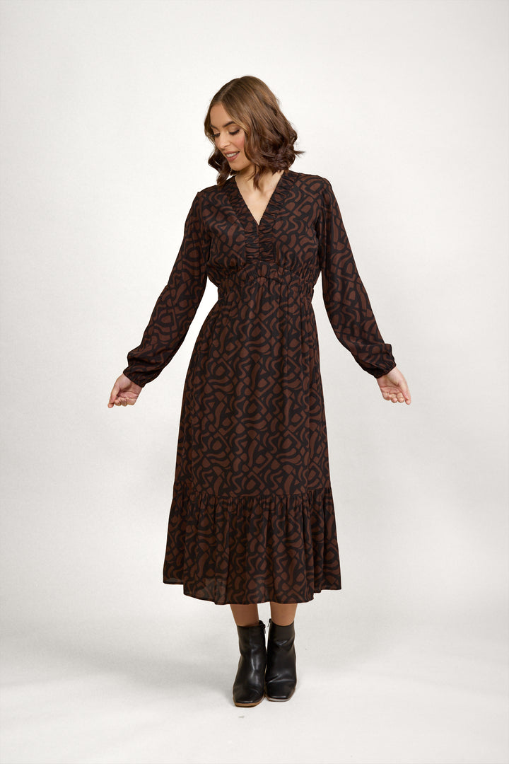 K1057 Jolene Dress - Mocha - Knewe Label