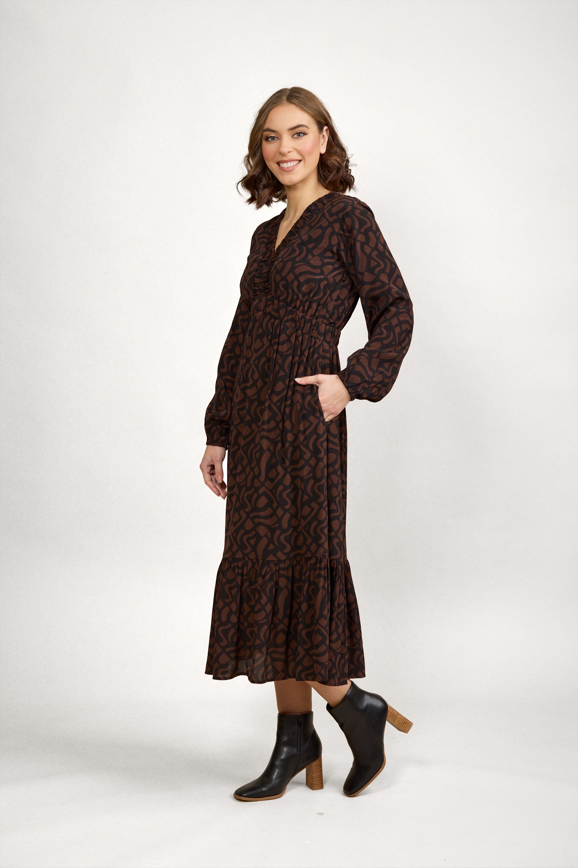 K1057 Jolene Dress - Mocha - Knewe Label
