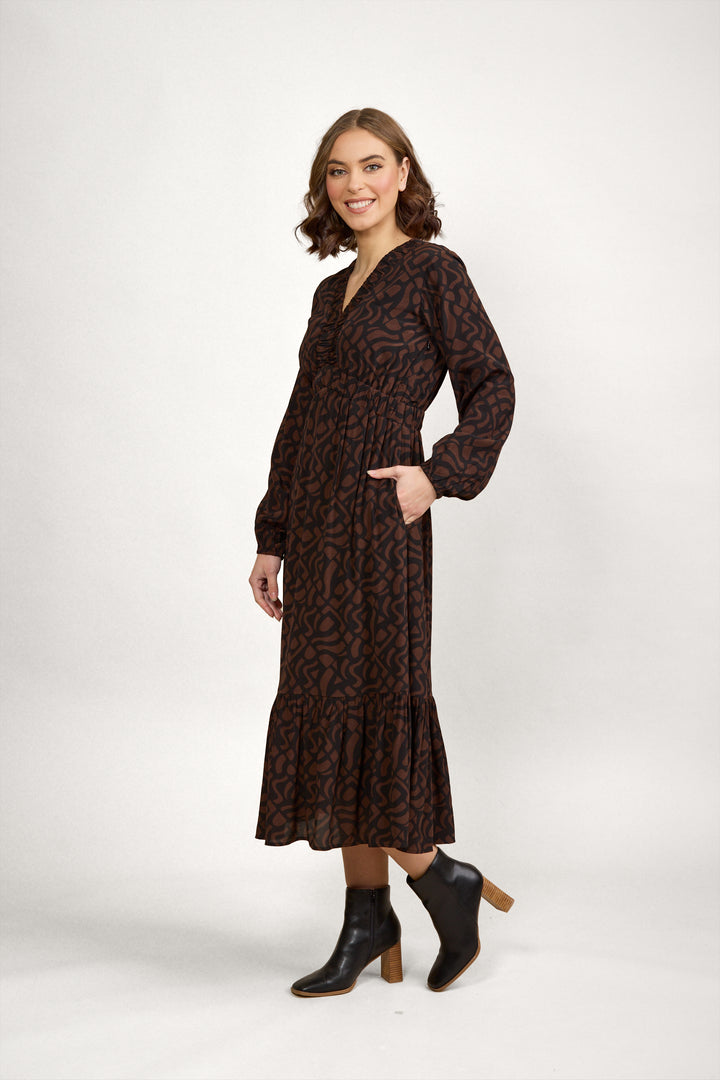 K1057 Jolene Dress - Mocha - Knewe Label
