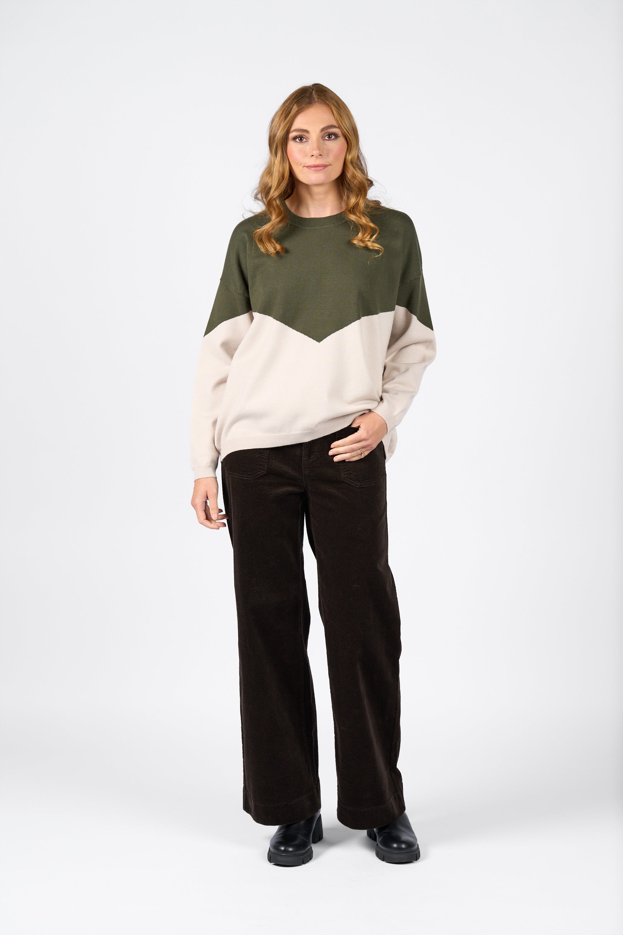 K2039 Tanner Sweater - Hunter/Oatmeal - Knewe Label