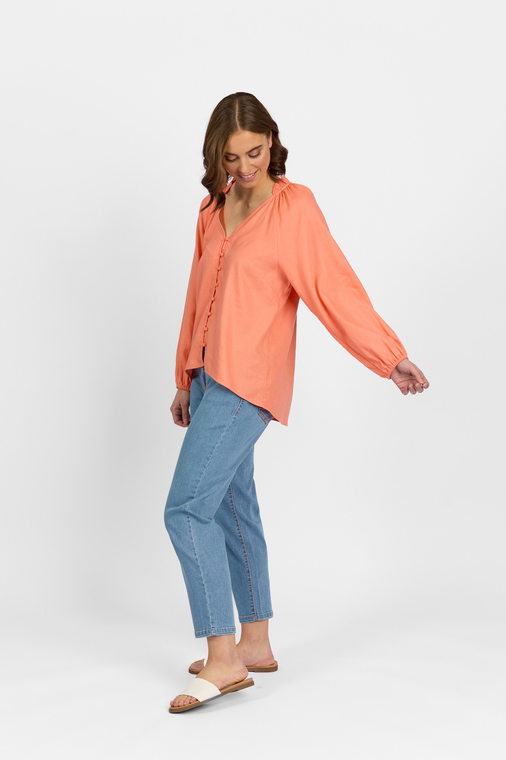 K5084 Coral - Portia Shirt - Knewe Label