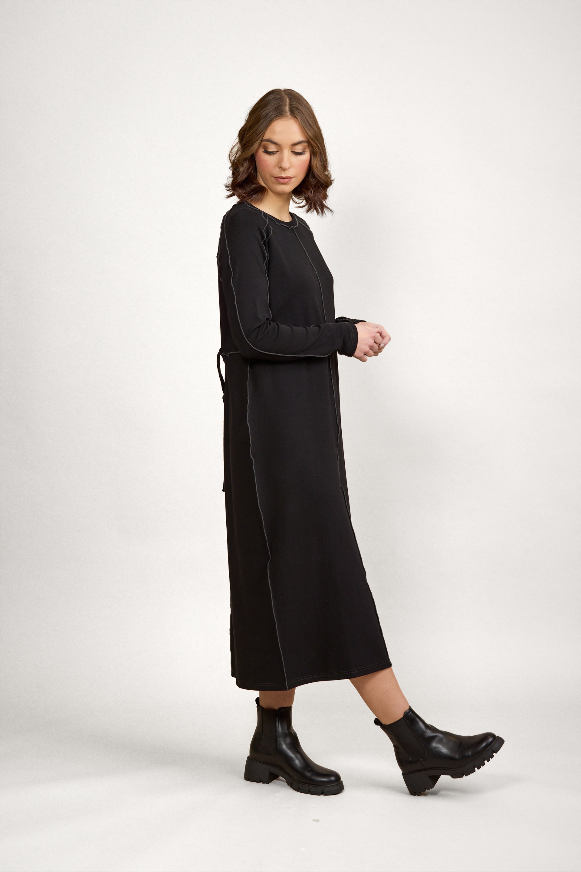 K1055 Alex Dress - Black/Charcoal - Knewe Label