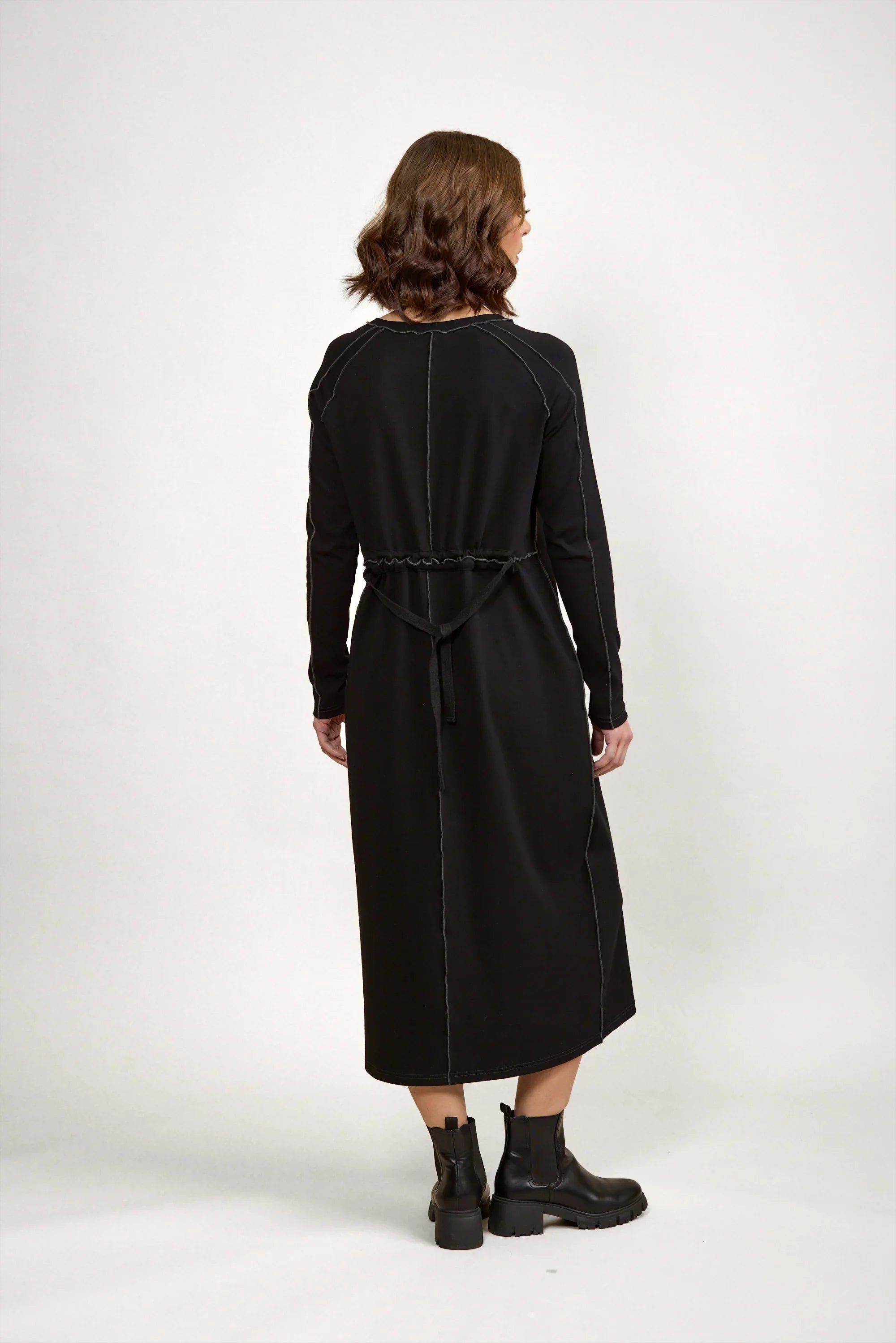 black midi dress with ankle boots Alex Dress - Black/Charcoal