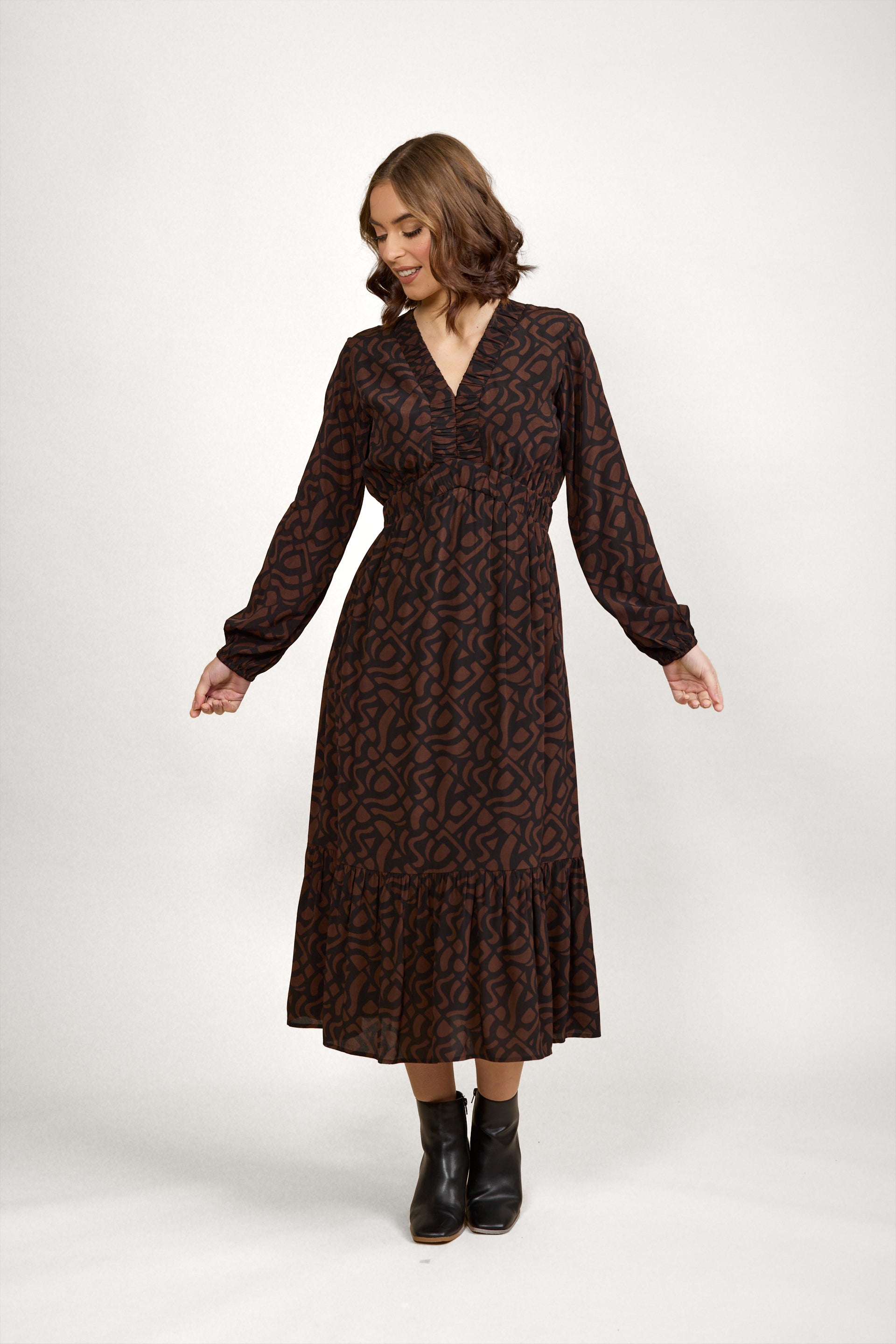 K1057 Jolene Dress - Mocha - Knewe Label