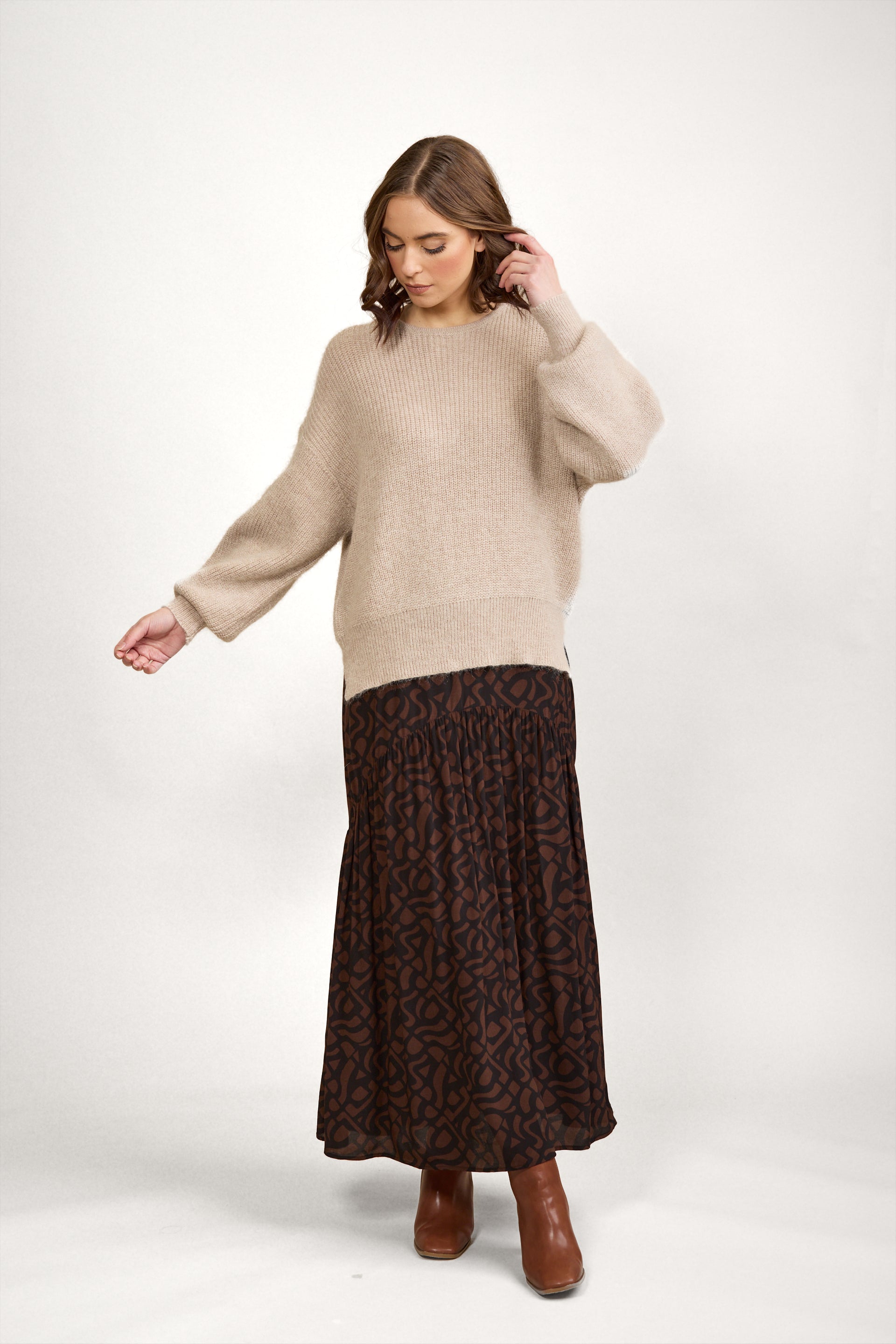 K2016A Note Sweater - Oatmeal - Knewe Label