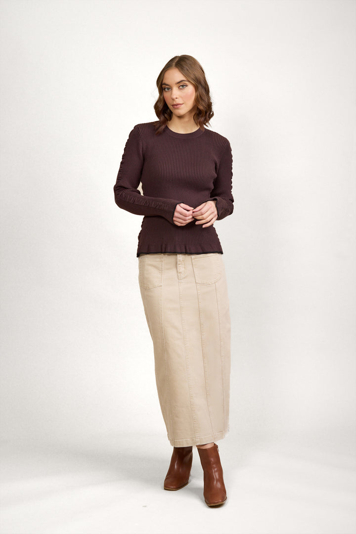 K2031 Luxe Sweater - Chocolate/Black - Knewe Label