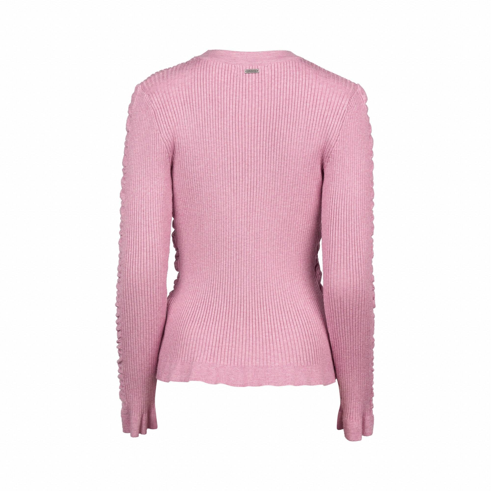 KNEWE Label women's K2031 Luxe Sweater in Rose - close-up fabric detail