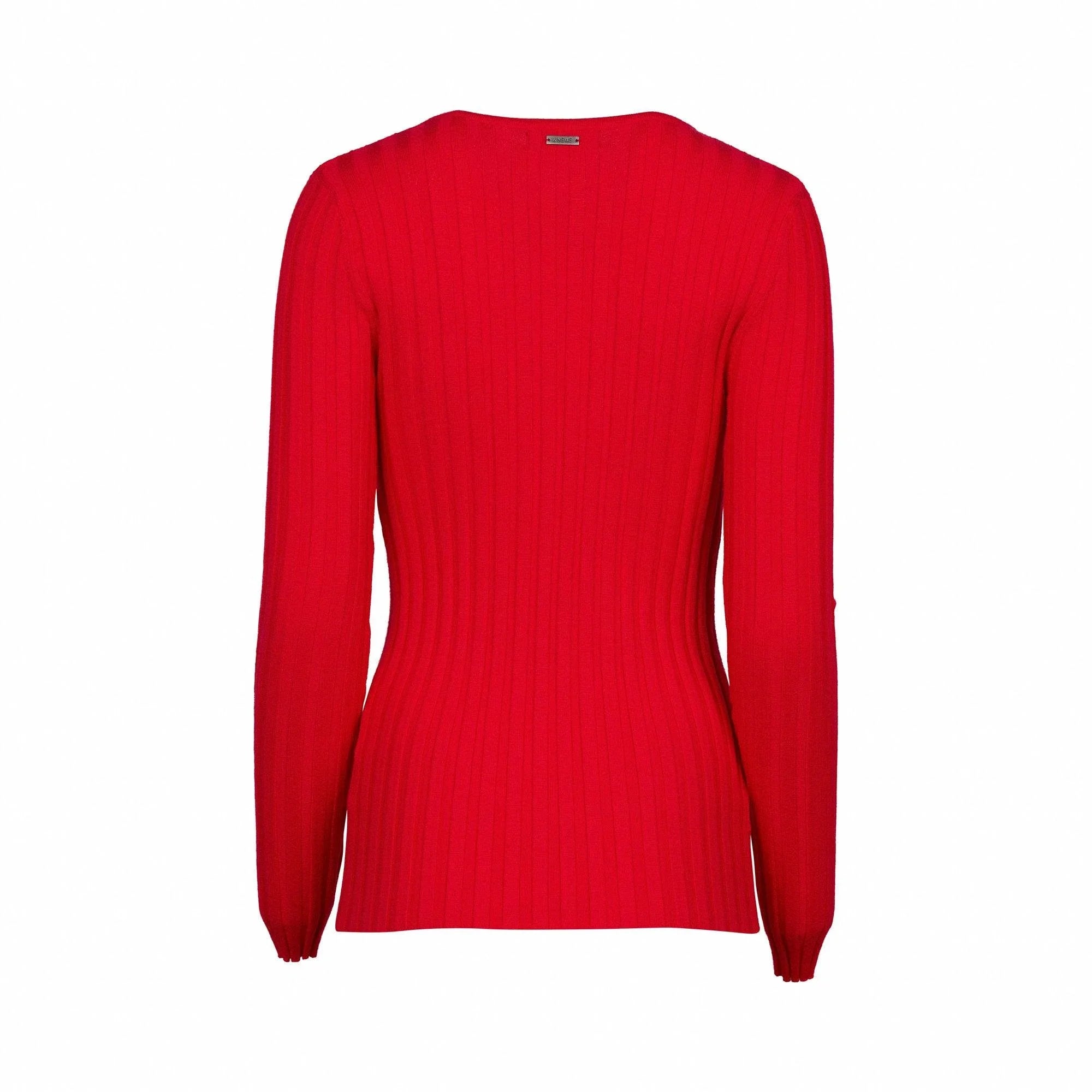 KNEWE Label women's K2038 Felix Sweater in Chilli - close-up fabric detail