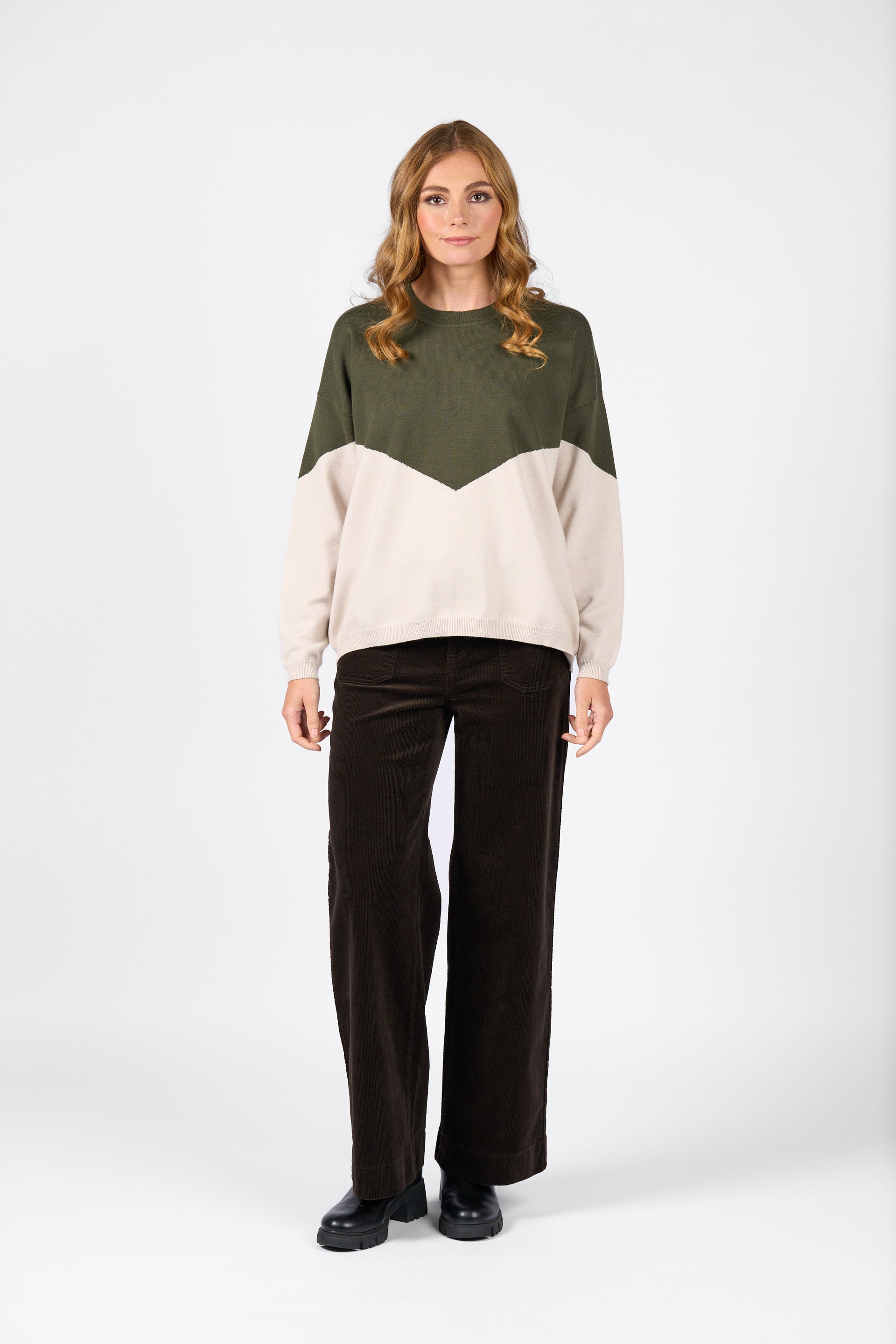 K2039 Tanner Sweater - Hunter/Oatmeal - Knewe Label