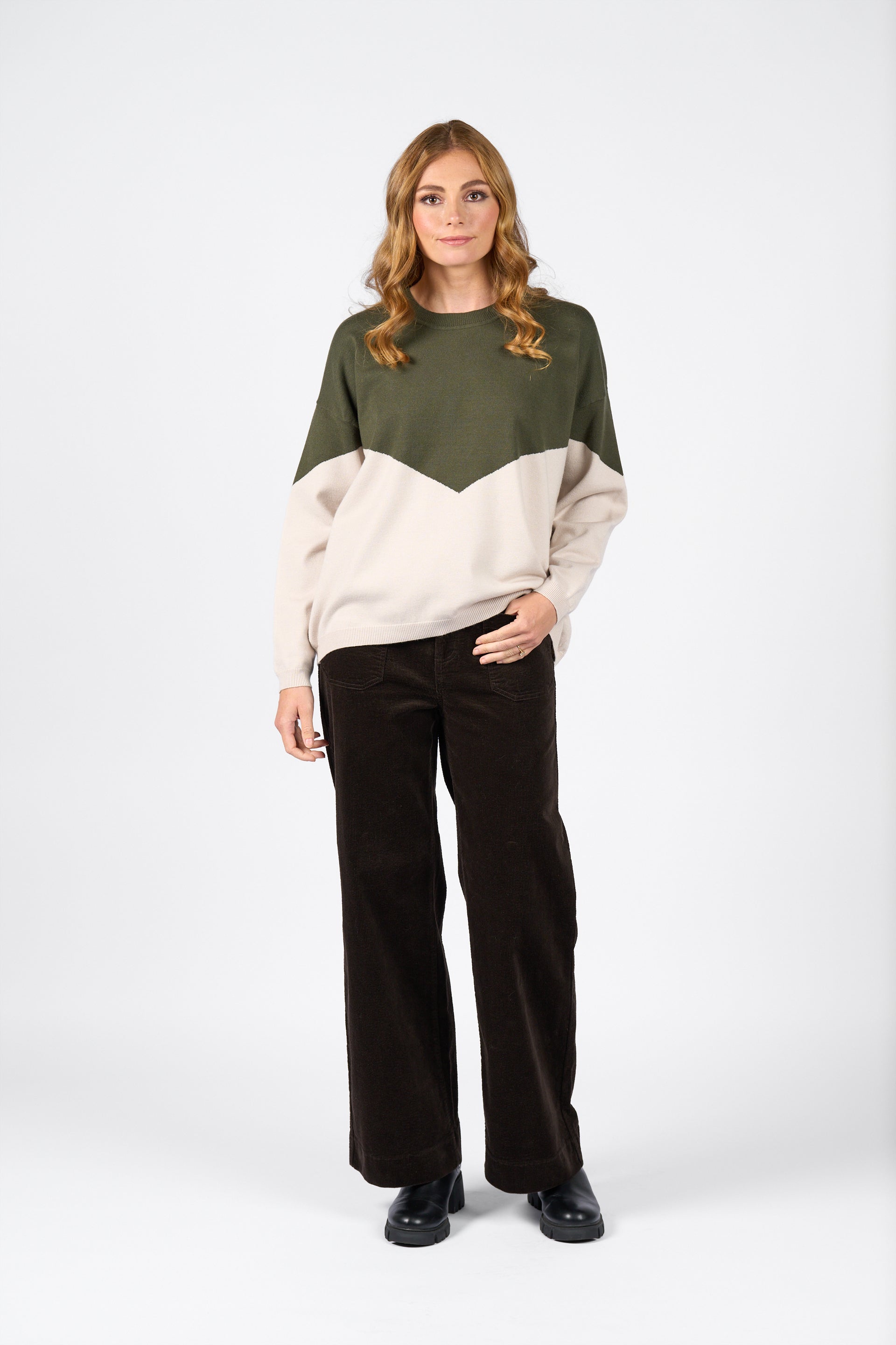 K2039 Tanner Sweater - Hunter/Oatmeal - Knewe Label