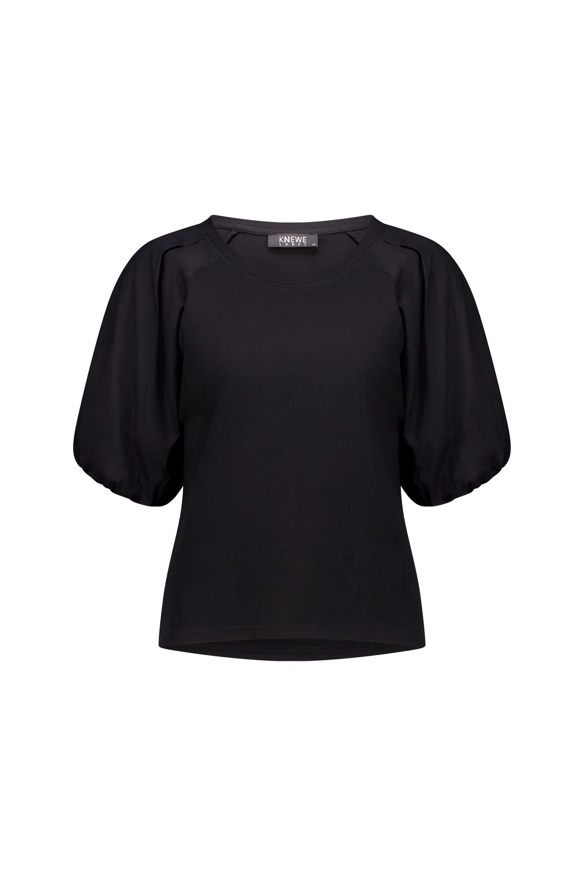 KNEWE Label women's K3050 Zoom Top in Black - close-up fabric detail