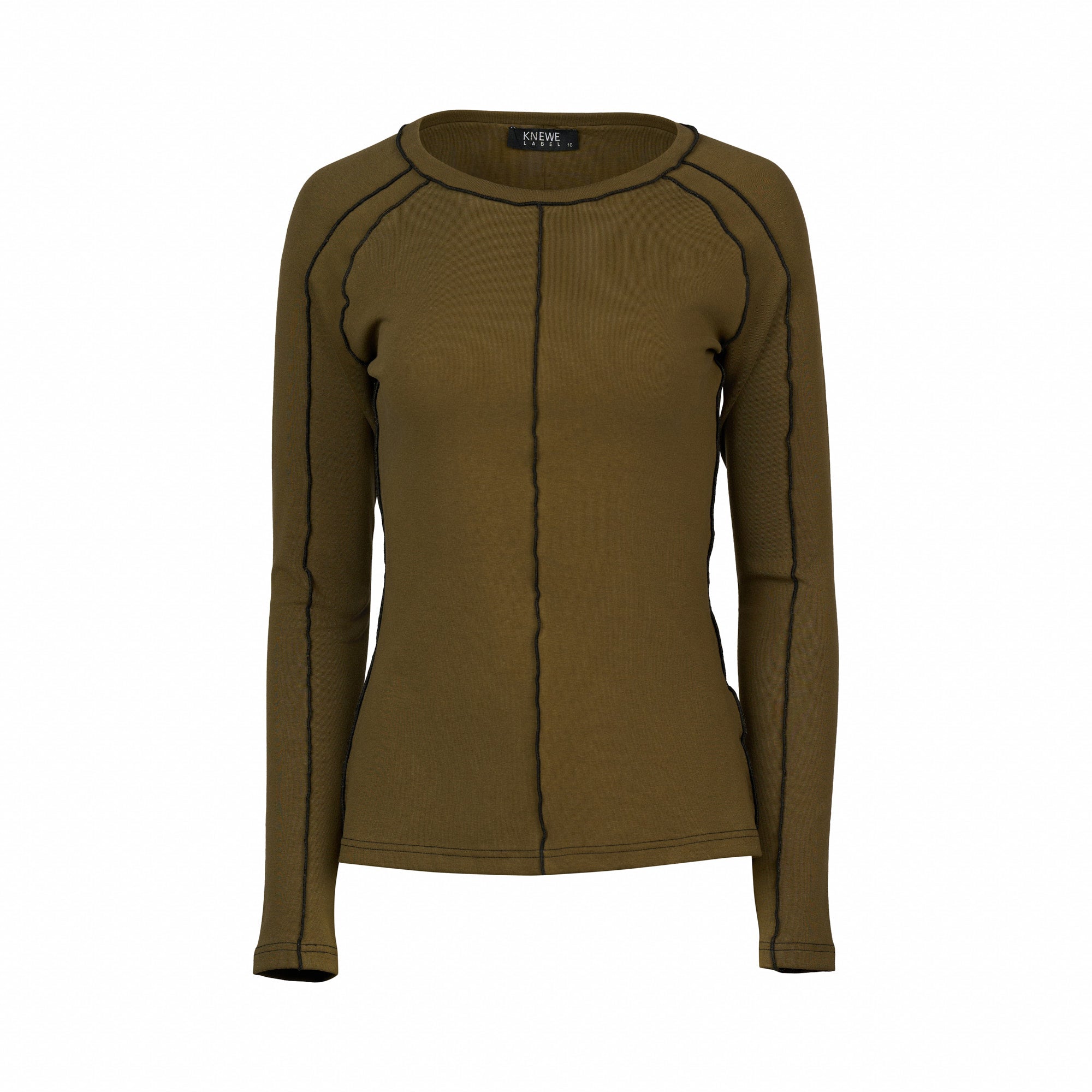 K3054 Alex Top - Olive/Black - Knewe Label