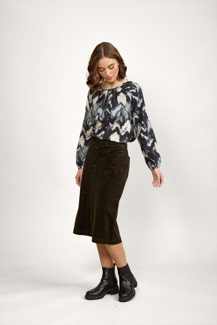 K4028C Koa Cord Skirt - Hunter - Knewe Label