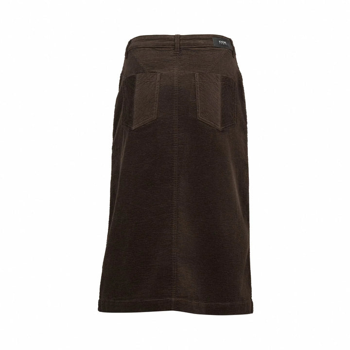 KNEWE Label women's K4028C Koa Cord Skirt in Soot - close-up fabric detail