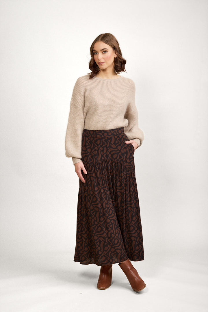 K4035 Milan Skirt - Mocha - Knewe Label