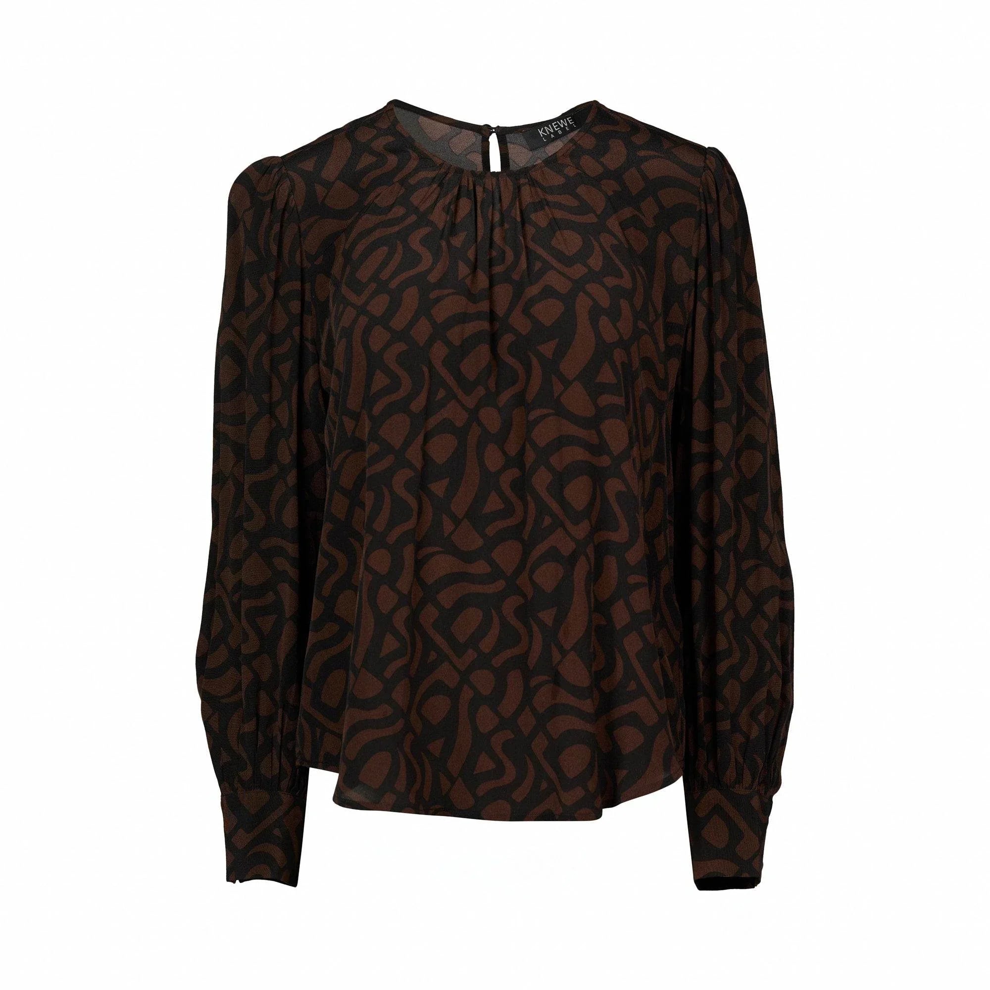 KNEWE Label women's K5070 Lexie Top in Mocha - close-up fabric detail