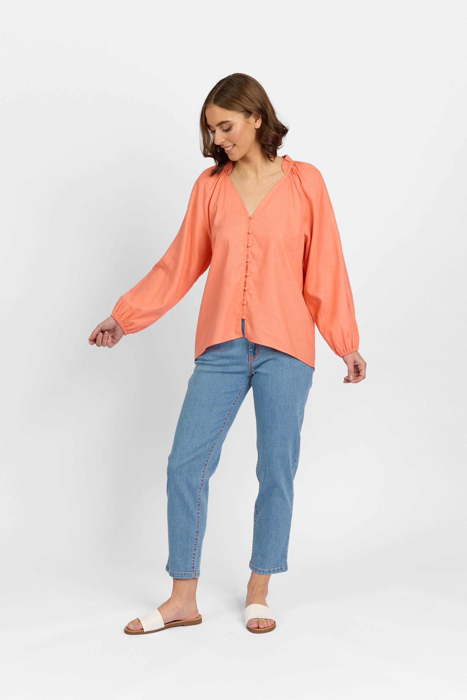 K5084 Coral - Portia Shirt - Knewe Label