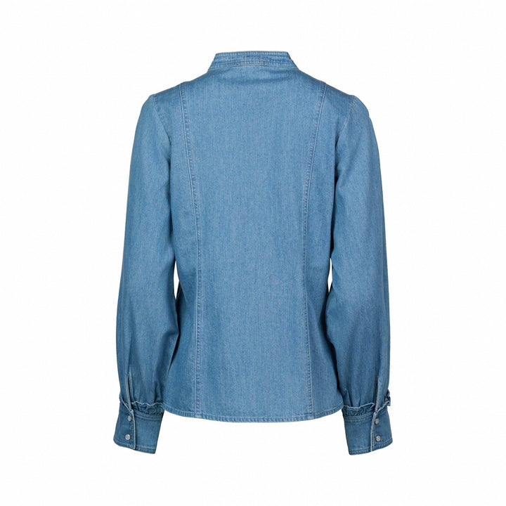 KNEWE Label women's K5092 Joan Shirt Blue in Wash - close-up fabric detail