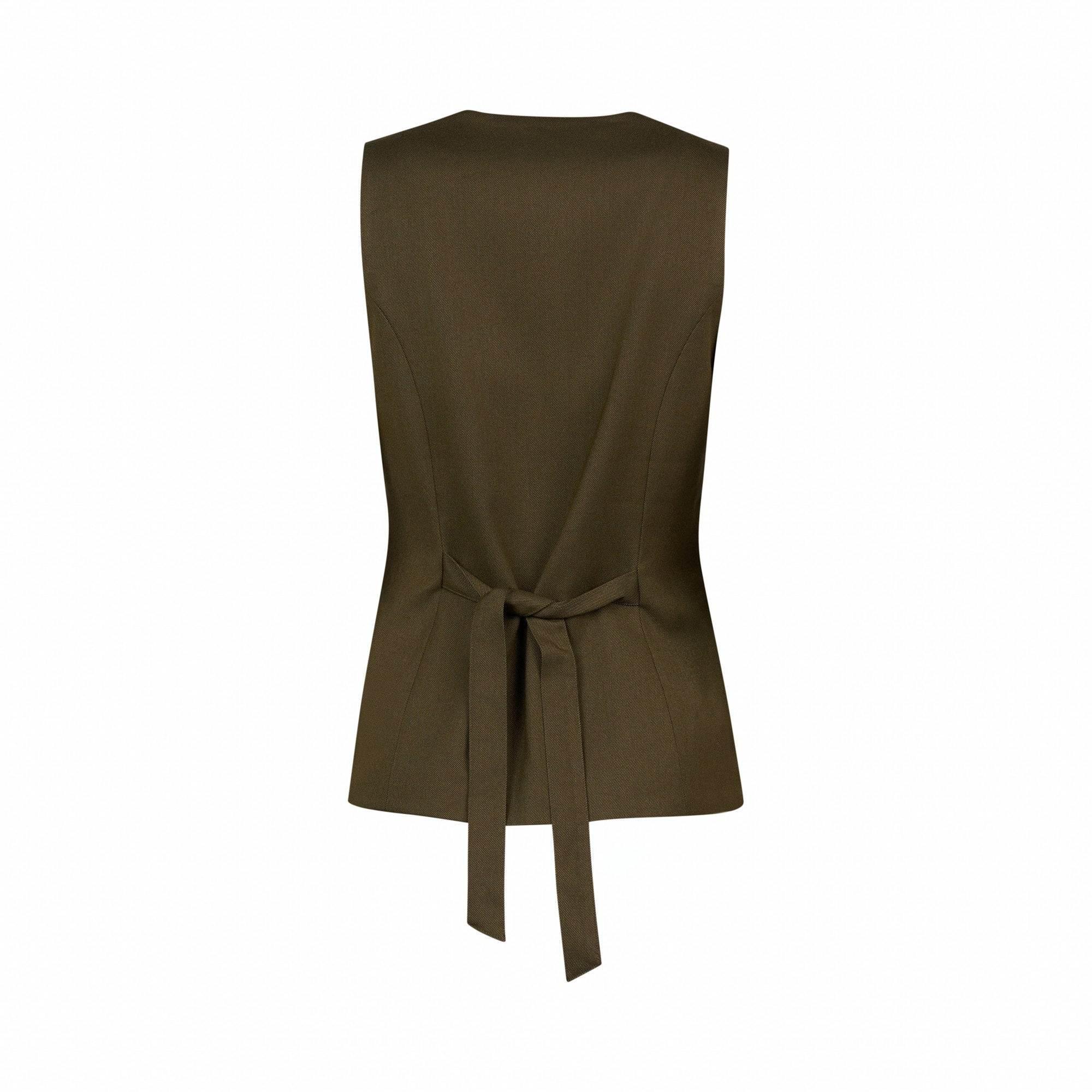 KNEWE Label women's K6042W Florence Vest in Hunter - close-up fabric detail