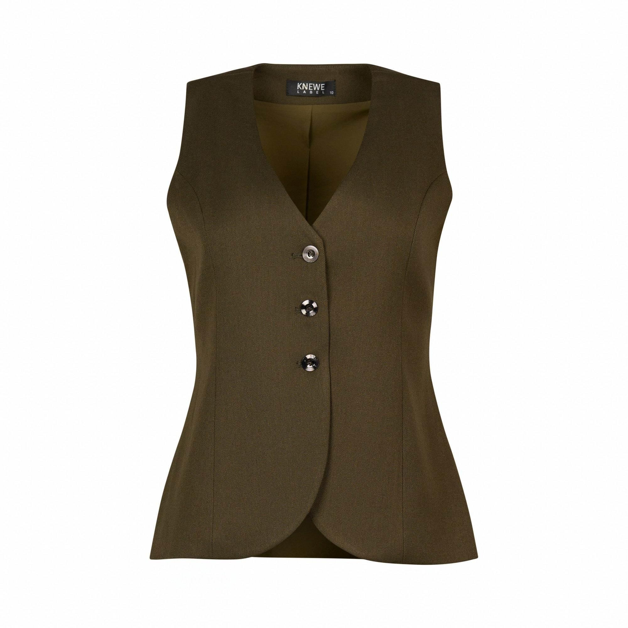 KNEWE Label women's K6042W Florence Vest in Hunter - close-up fabric detail