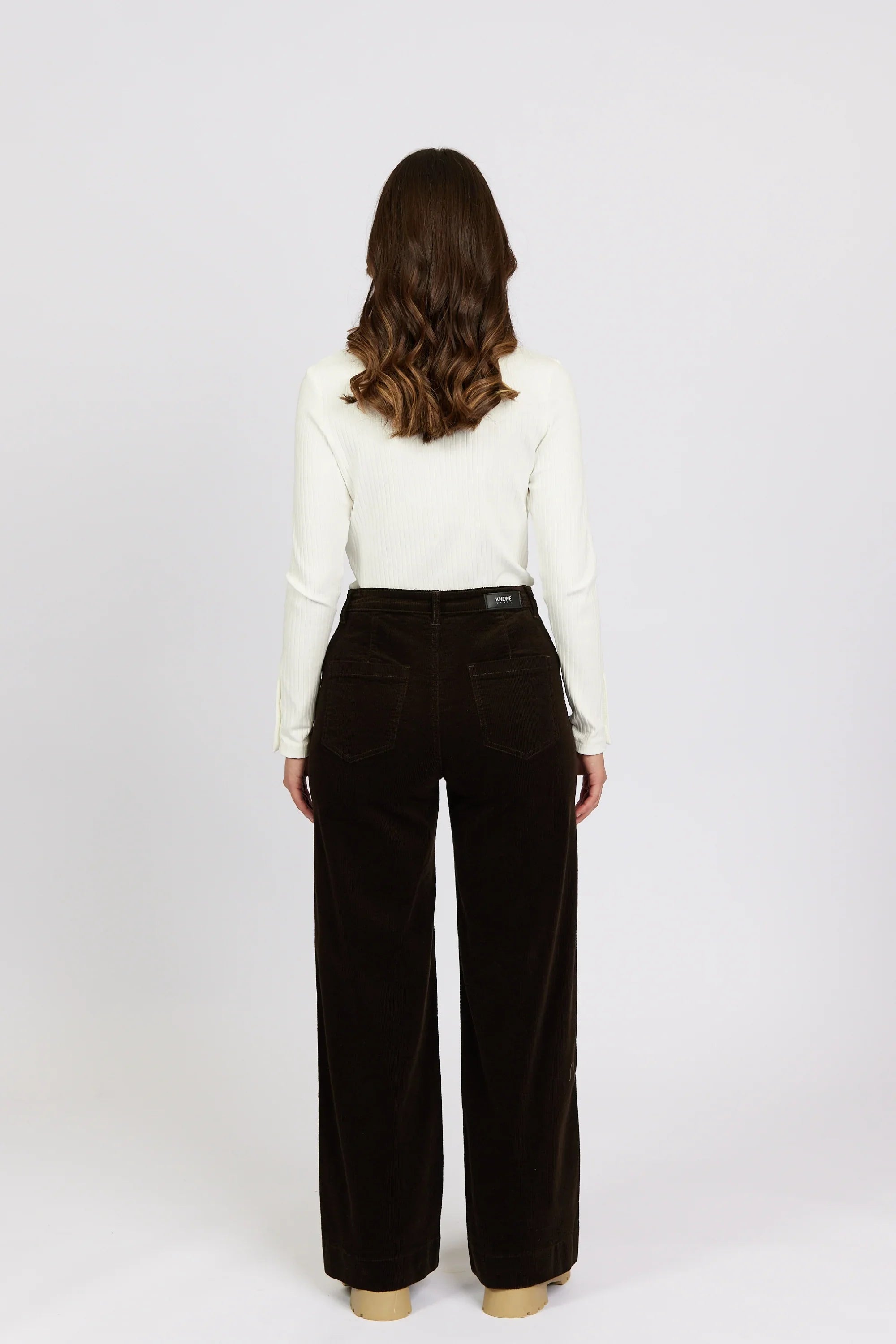 KNEWE Label women's K7089C Roxie Cord in Soot - close-up fabric detail