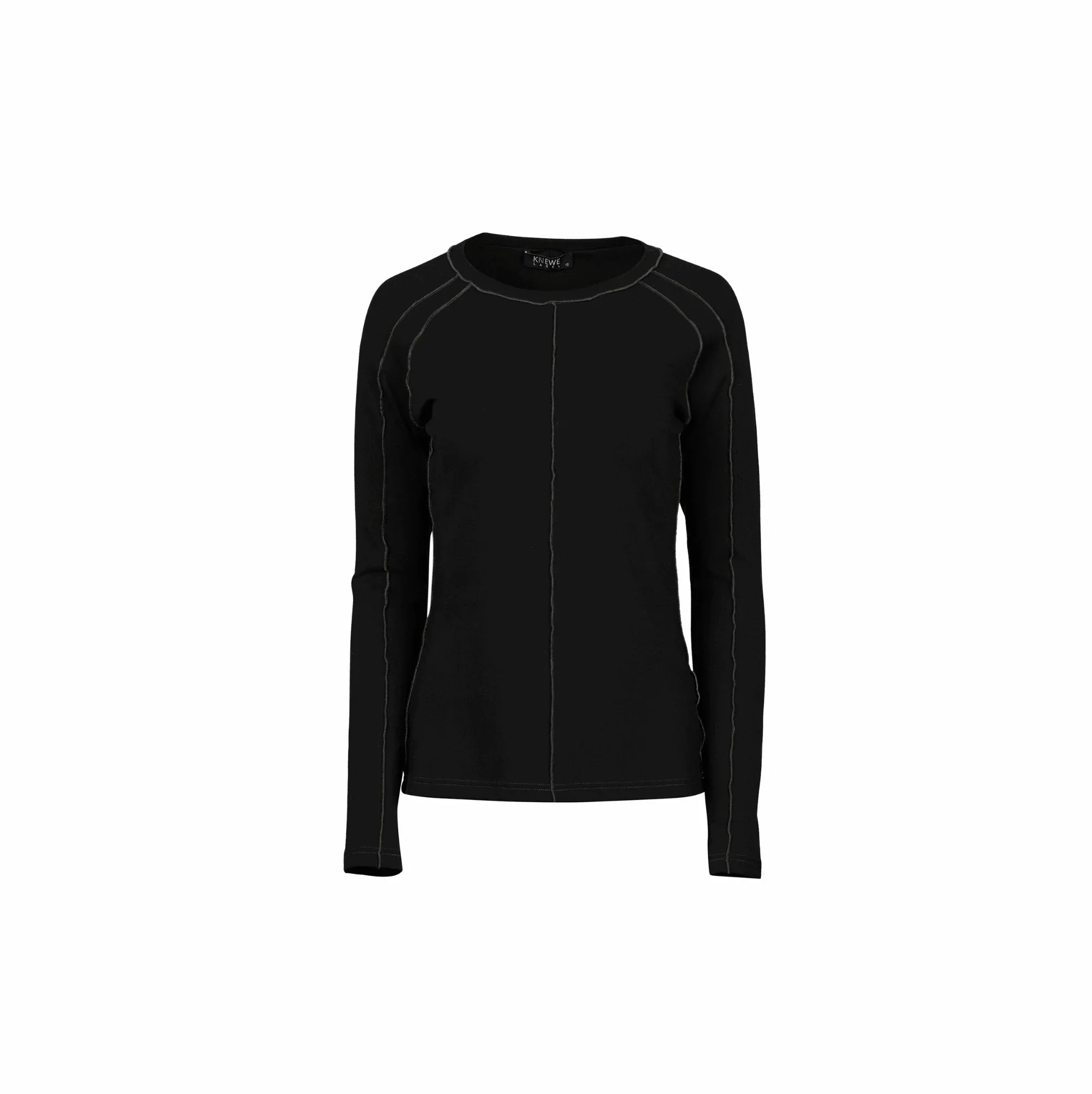 KNEWE Label women's K3054 Alex Top Black in Charcoal - close-up fabric detail