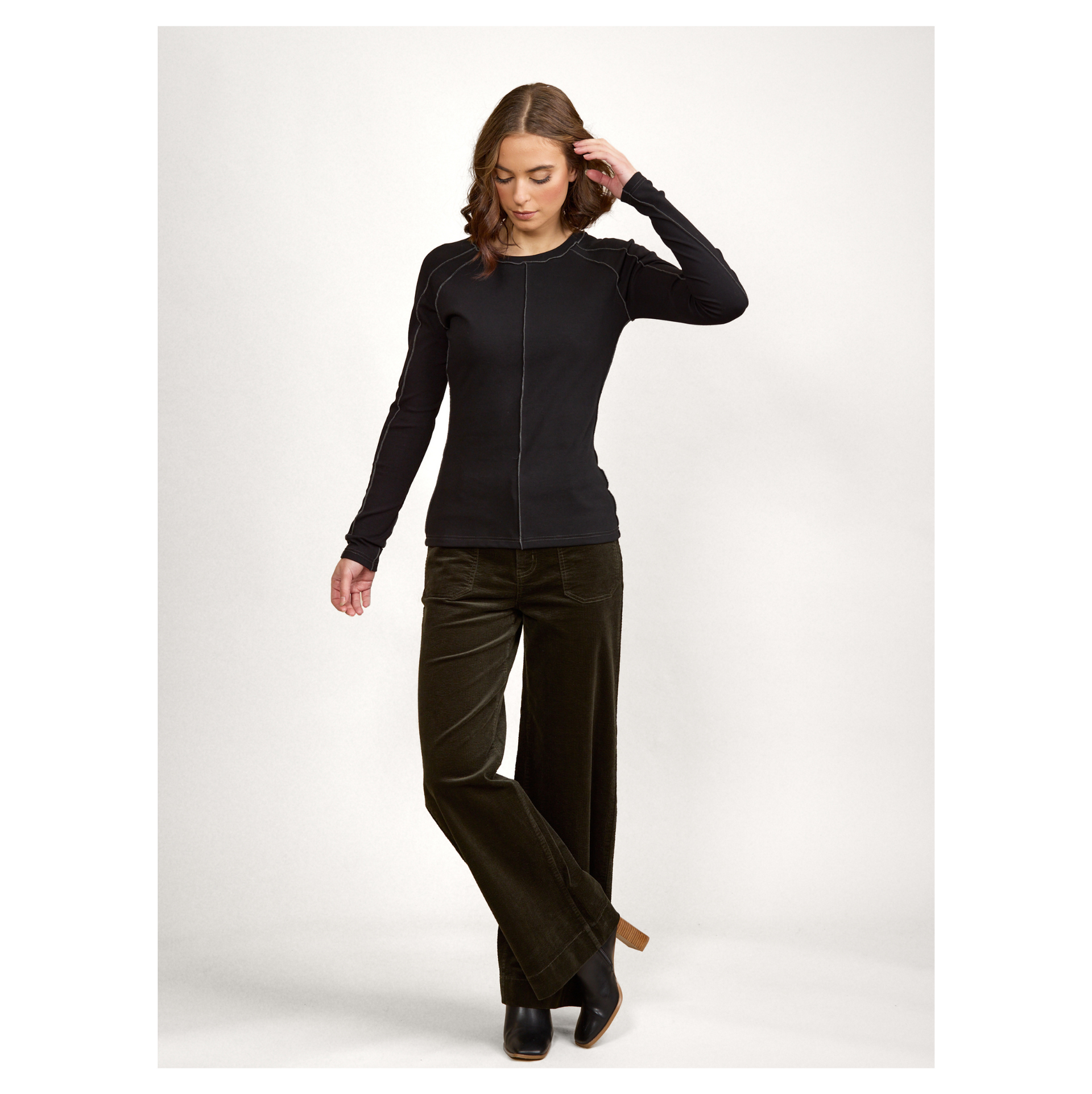 K3054 Alex Top - Black/Charcoal - Knewe Label