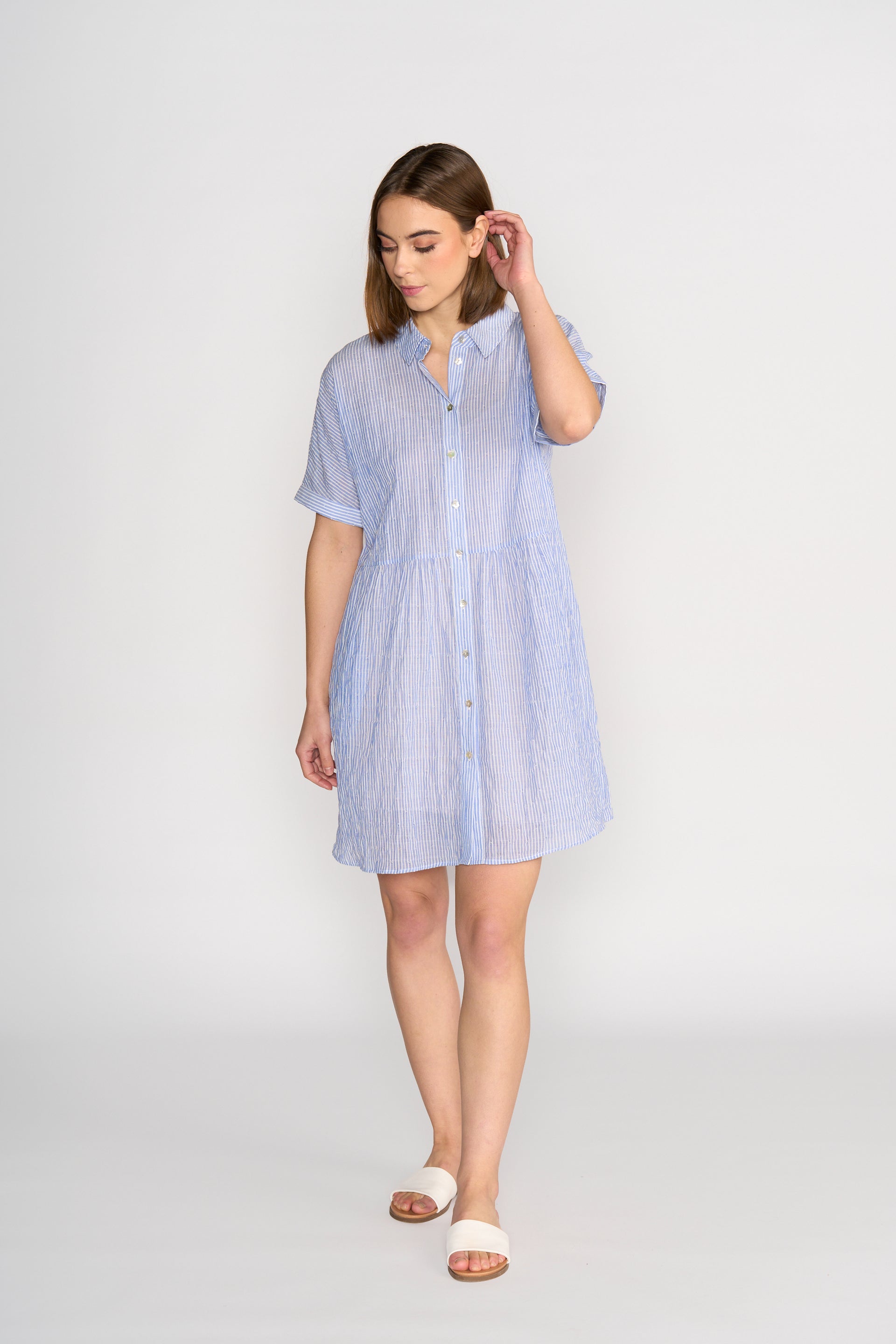 K1044 Cocoon Dress - Blue Stripe
