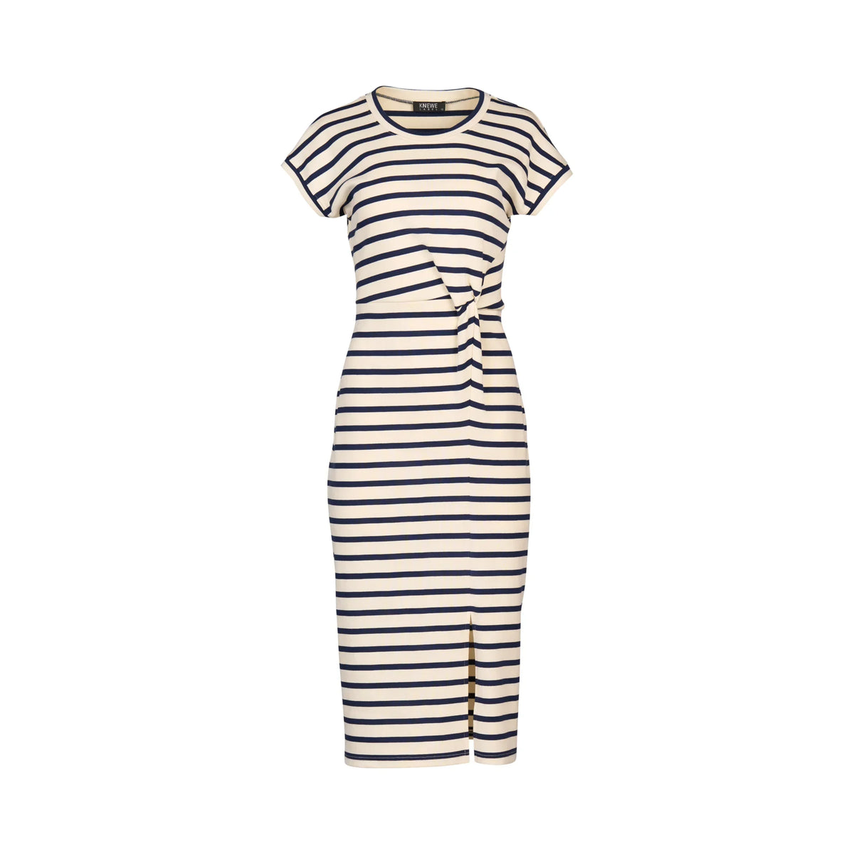 KNEWE Label women's K1047 Parker Dress Cream in Ink - close-up fabric detail