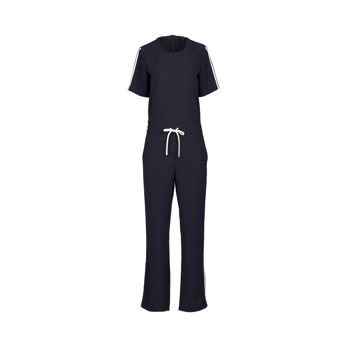 KNEWE Label women's K1049 Universal Jumpsuit Ink Off in White - close-up fabric detail