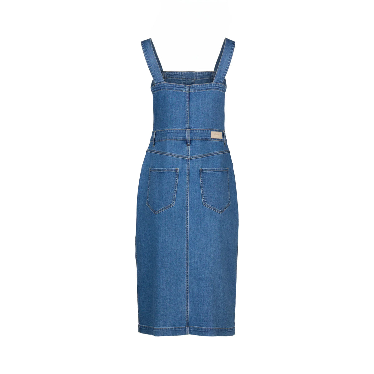KNEWE Label women's K1062 Novel Dress Blue in Denim - close-up fabric detail