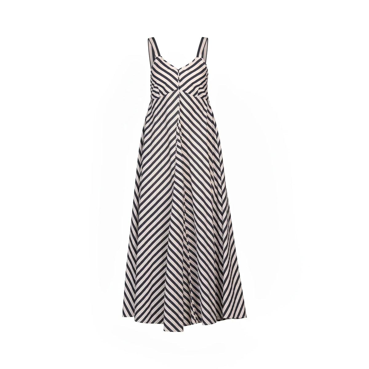 KNEWE Label women's K1067 Gala Dress Black Ecru in Stripe - close-up fabric detail