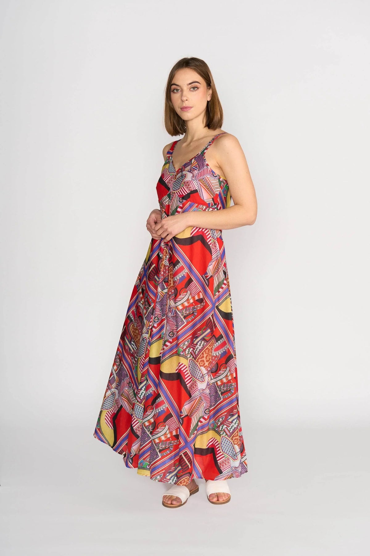 KNEWE Label women's K1067P Gala Dress in Cleopatra - close-up fabric detail