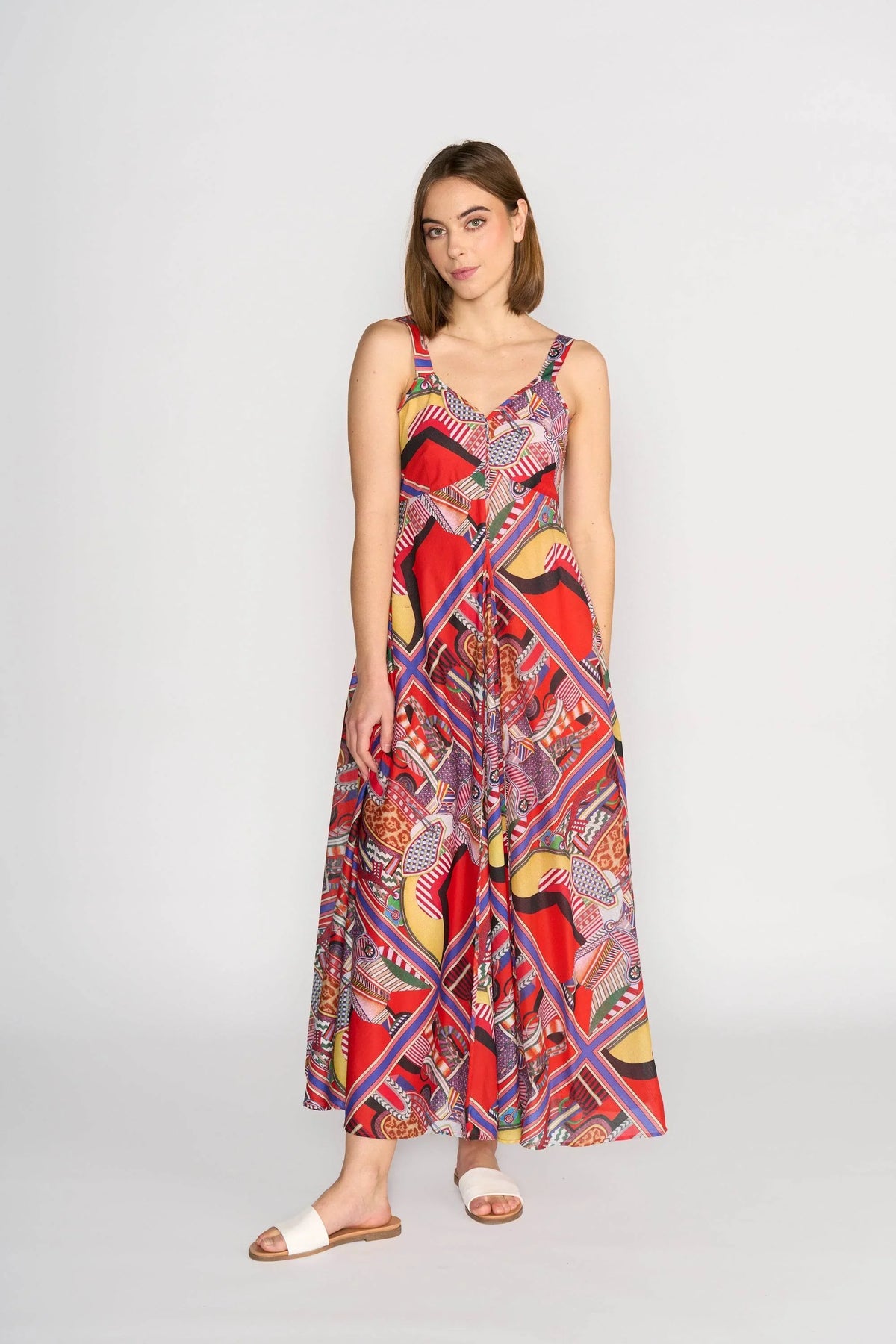 KNEWE Label women's K1067P Gala Dress in Cleopatra - close-up fabric detail