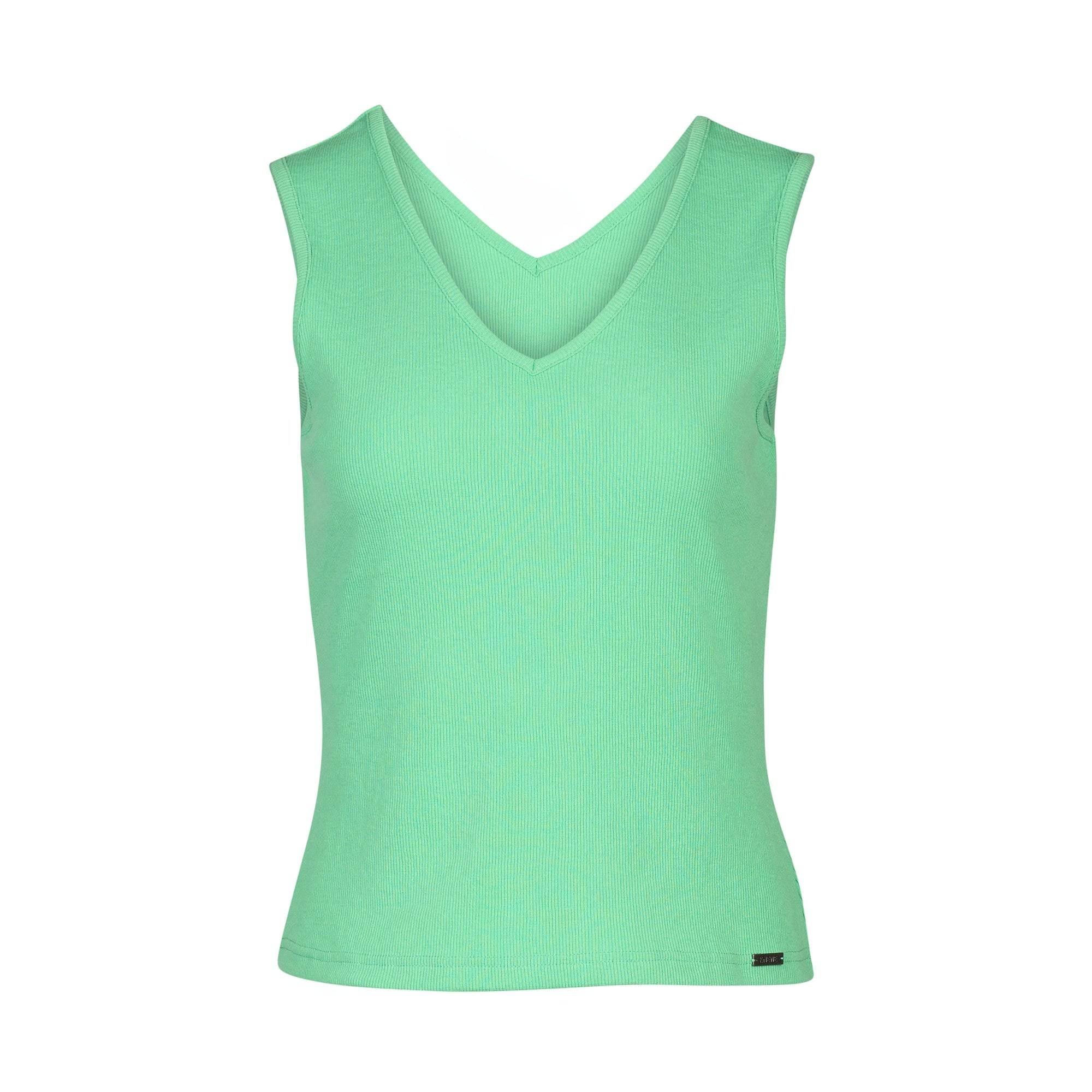 KNEWE Label women's K3060 Vista Tank in Meadow - close-up fabric detail