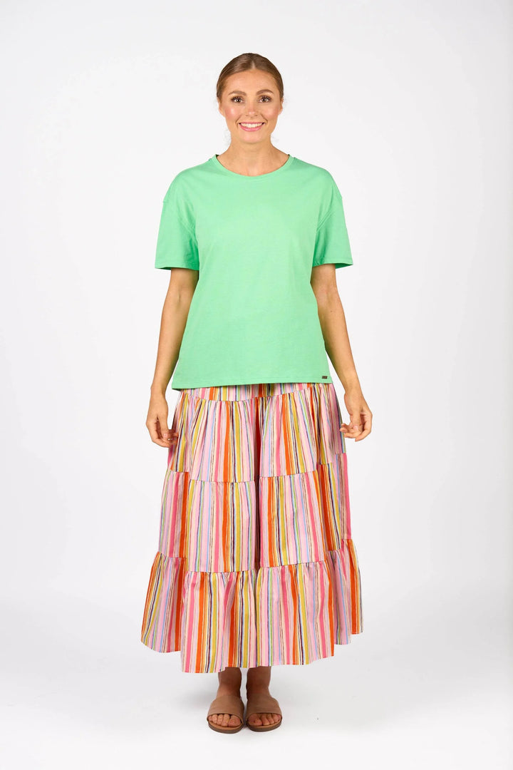 KNEWE Label women's K3063 Ultra Tee in Kermit - close-up fabric detail