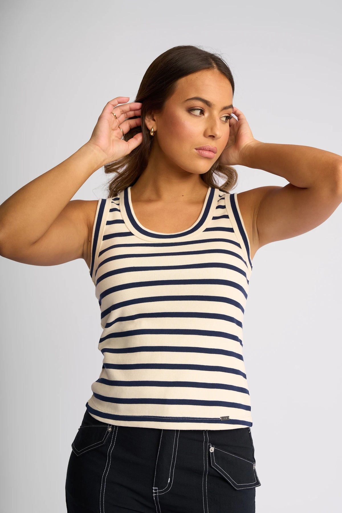 Riviera Tank - Ecru/Ink Stripe
