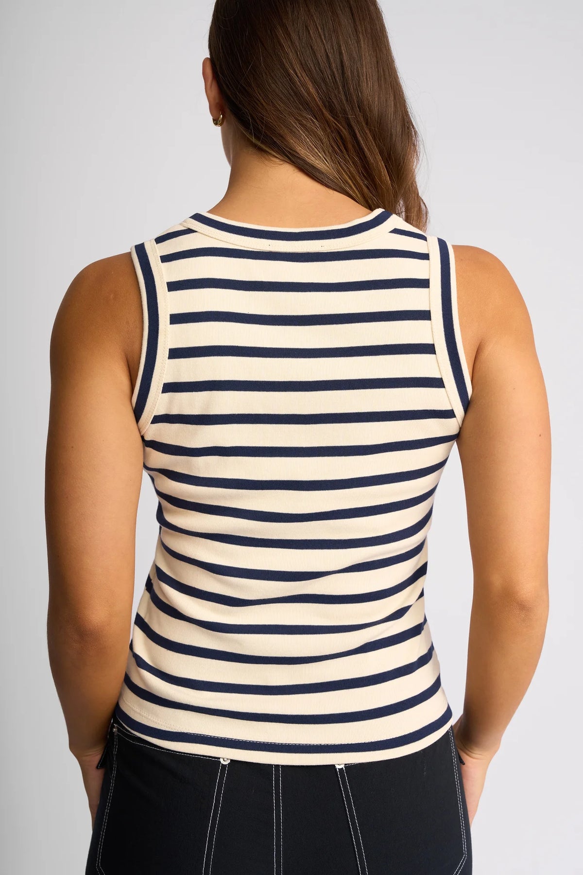 Riviera Tank - Ecru/Ink Stripe