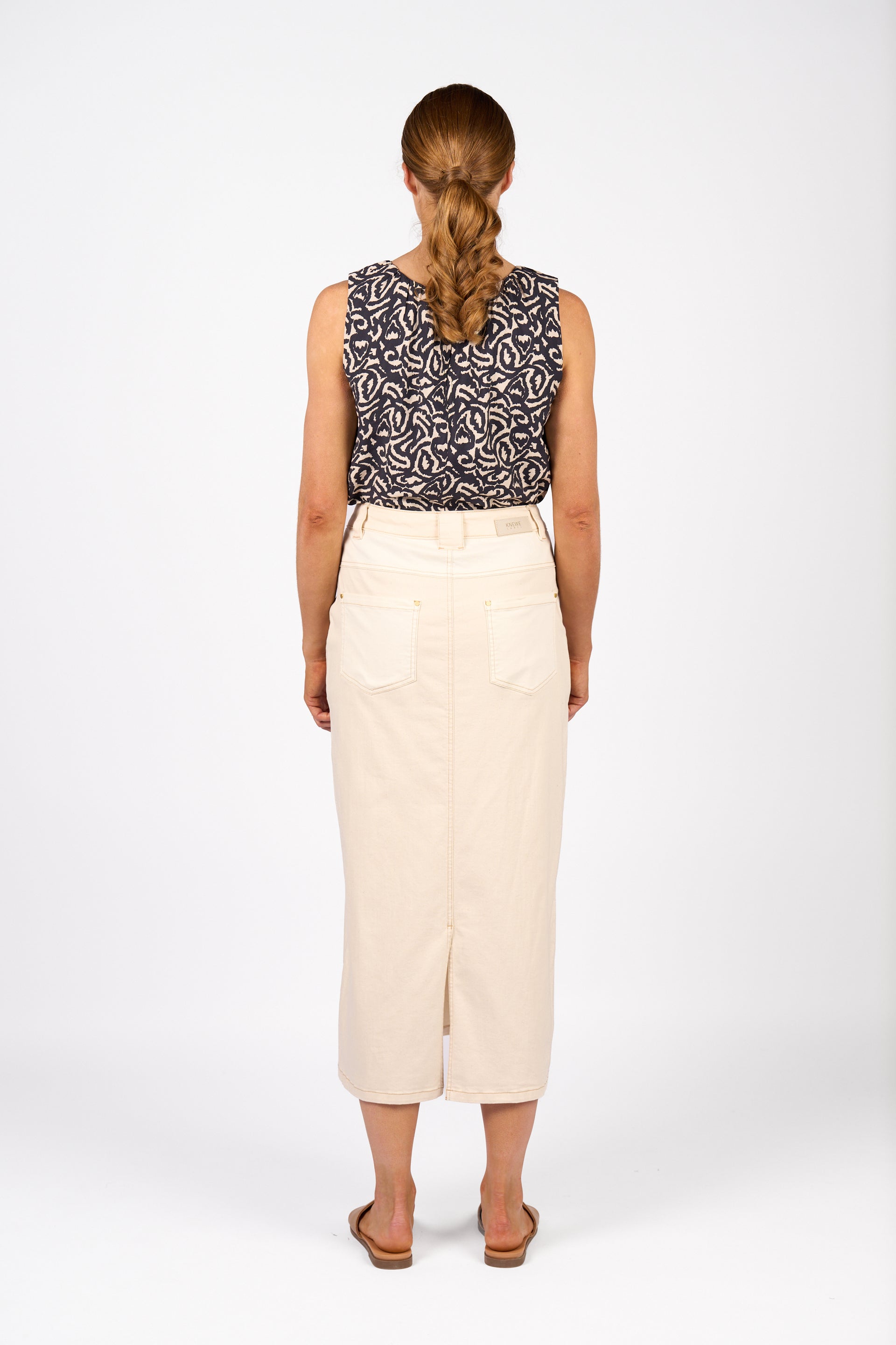 K4038 Spin Skirt - Natural Denim