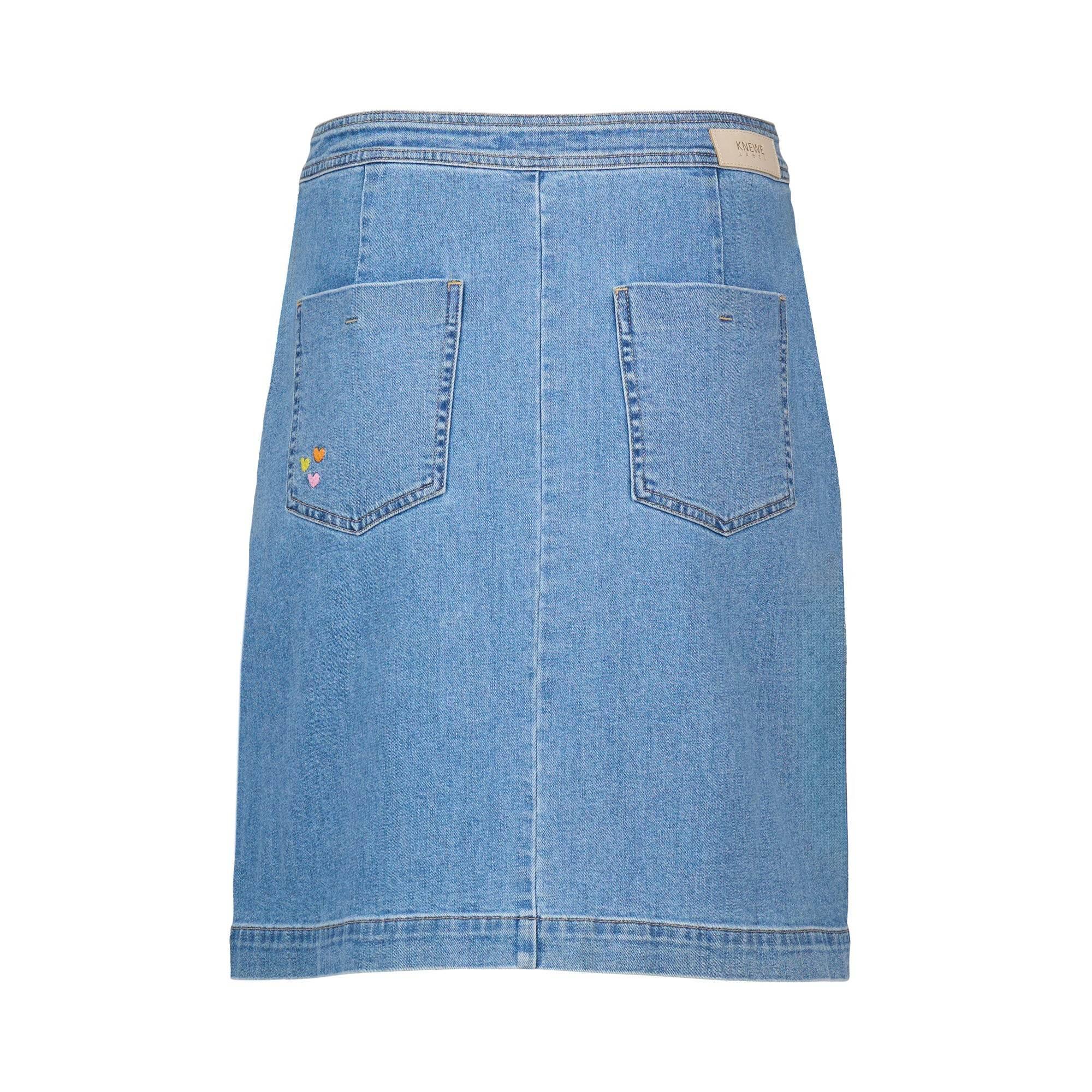 KNEWE Label women's K4039 Ridge Skirt in Malibu - close-up fabric detail