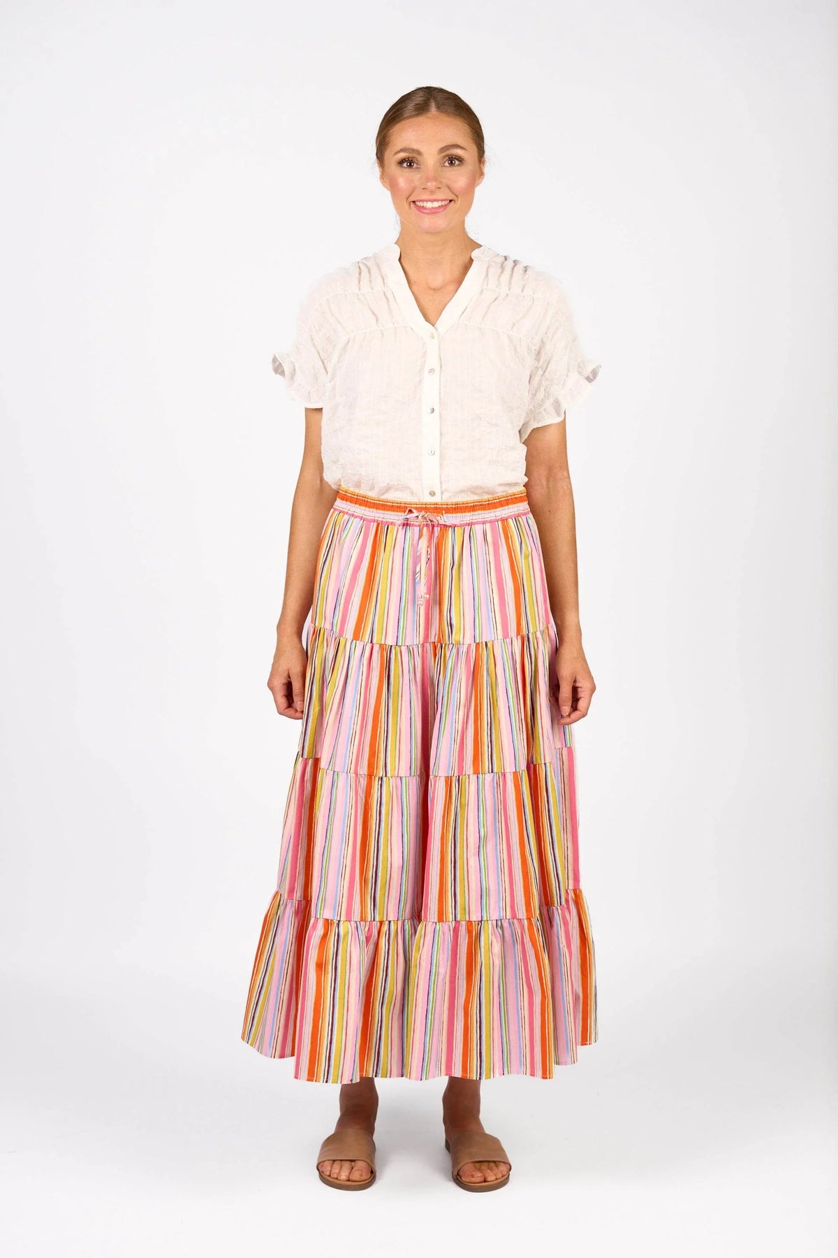 KNEWE Label women's K4042 Kaia Skirt in Bonbon - close-up fabric detail