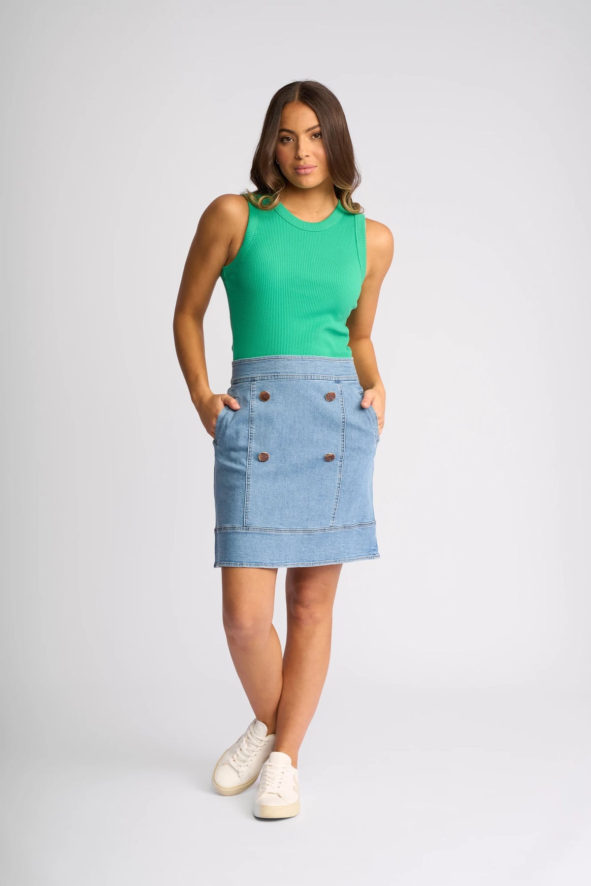 Crest Skirt - Light Wash Denim