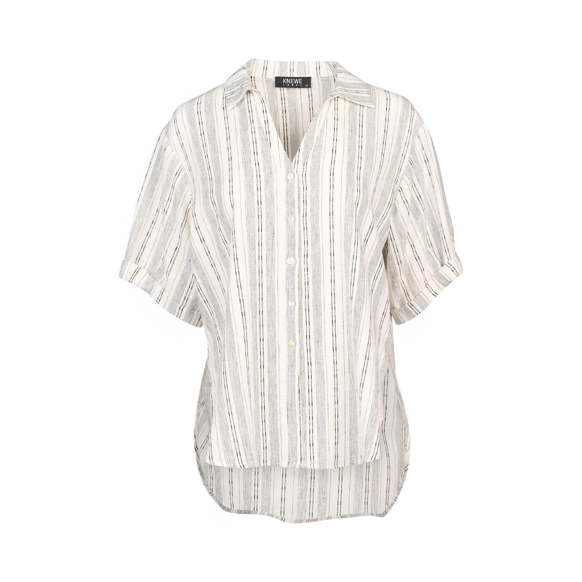 KNEWE Label women's K5079 Infinity Shirt in Stripe - close-up fabric detail