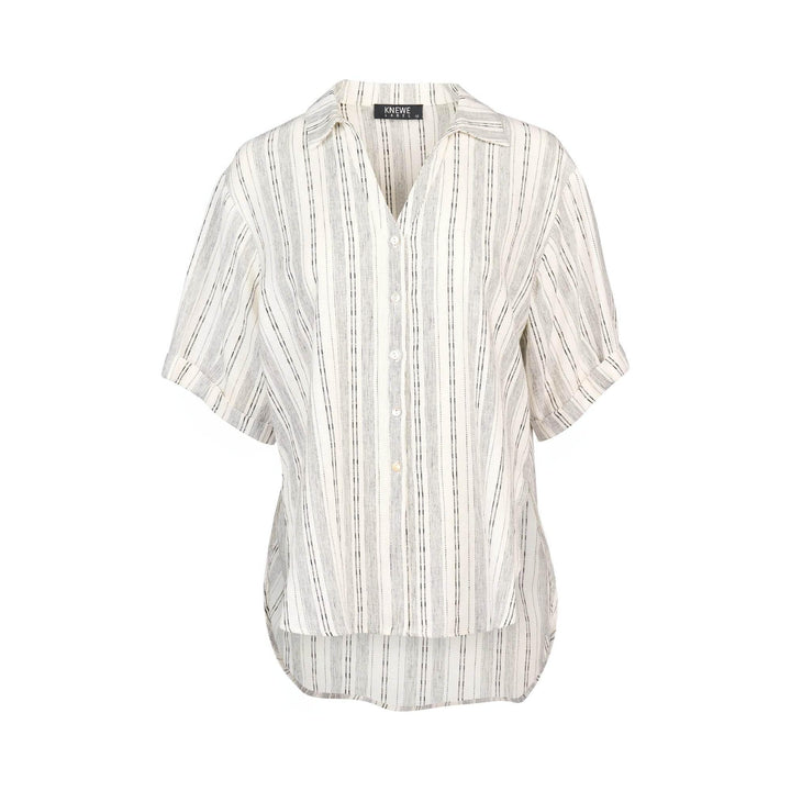 KNEWE Label women's K5079 Infinity Shirt in Stripe - close-up fabric detail